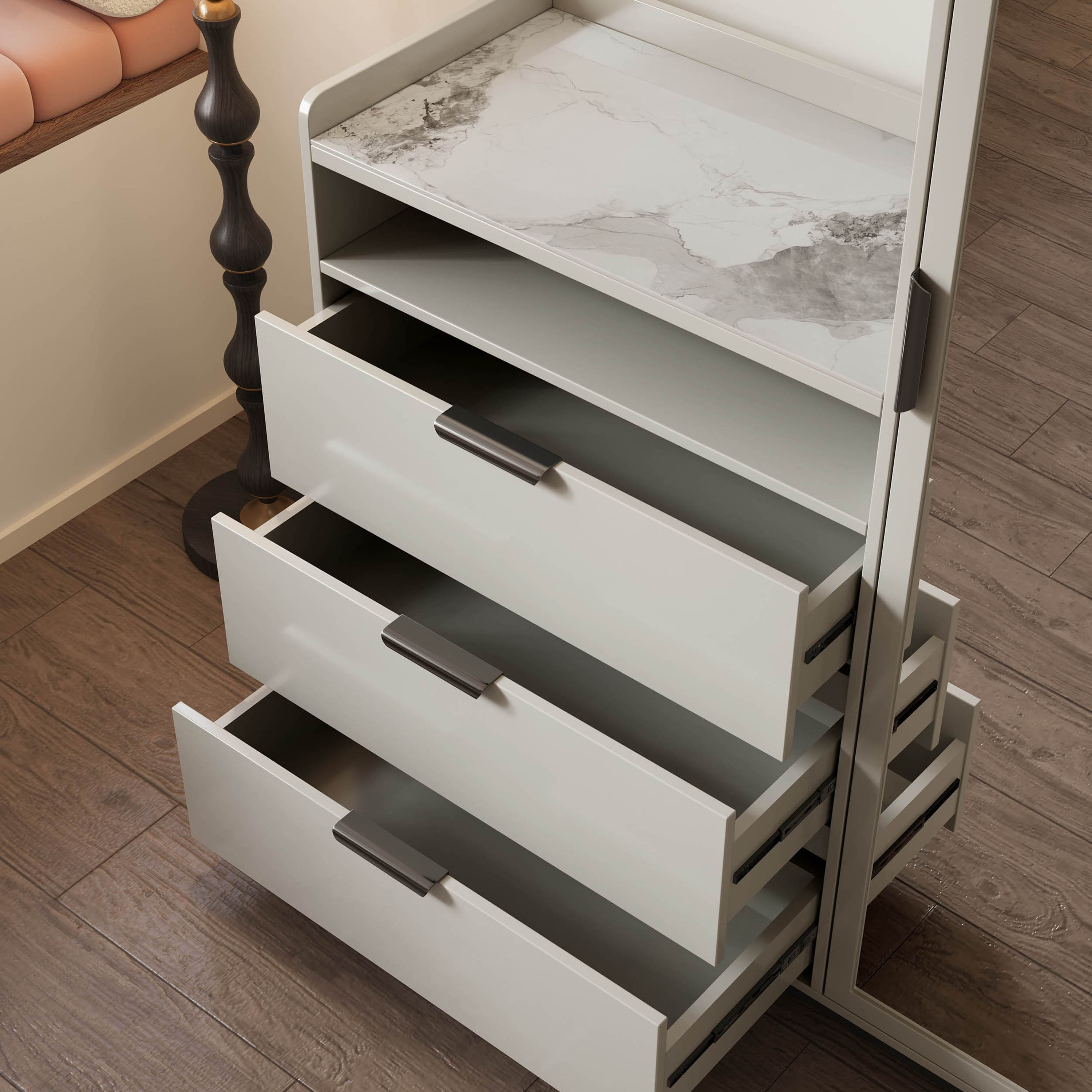 طقم غرفة نوم كينج منجد بسطح حجر ملبد 5 قطع من لينتون - 180x200 سم-hbxbedroom-bedsandbedsets-bedroomsets-king-image-8