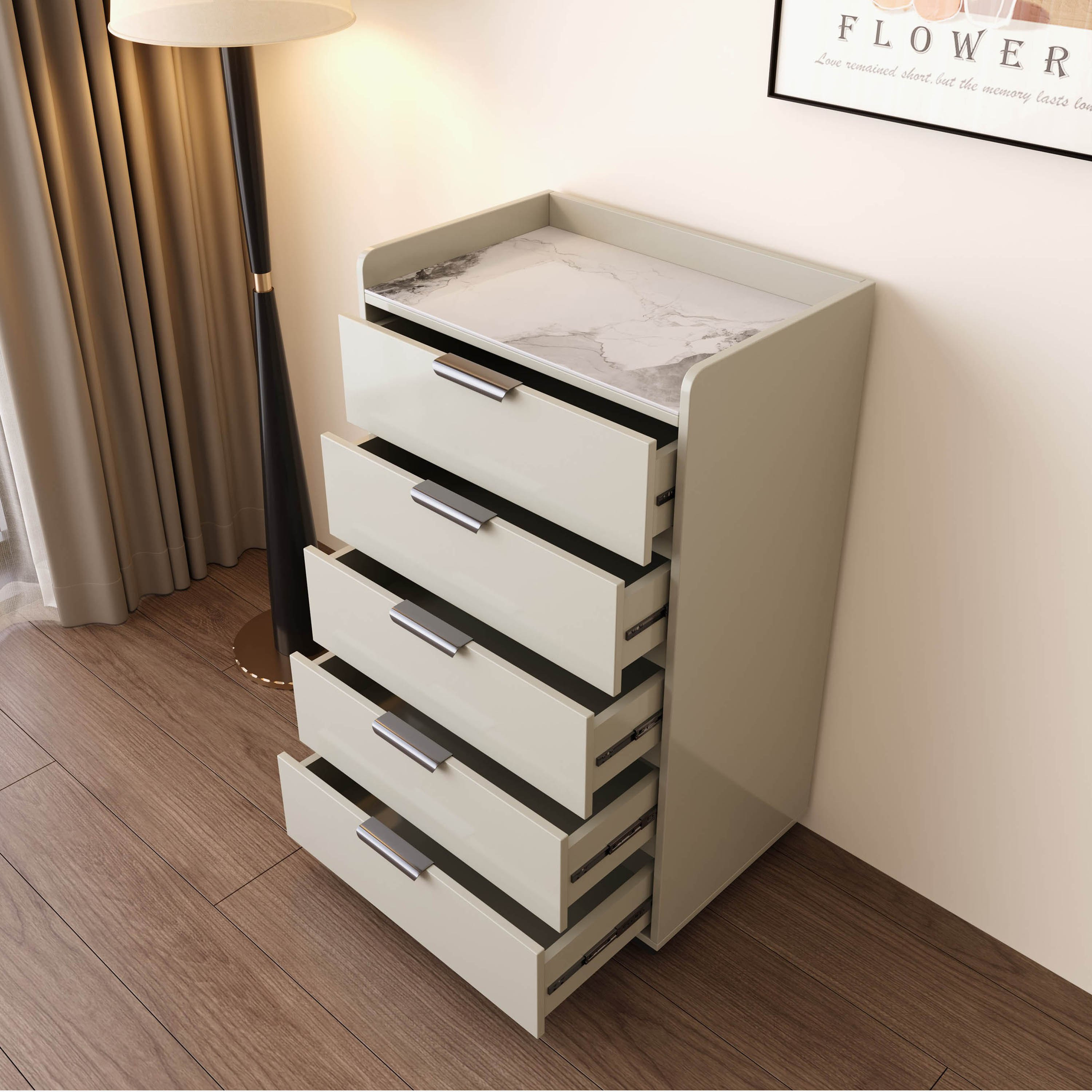 Linton Sintered Stone Top Chest of 5-Drawers-hbxfurniture-dressersandchests-chestofdrawers-image-2