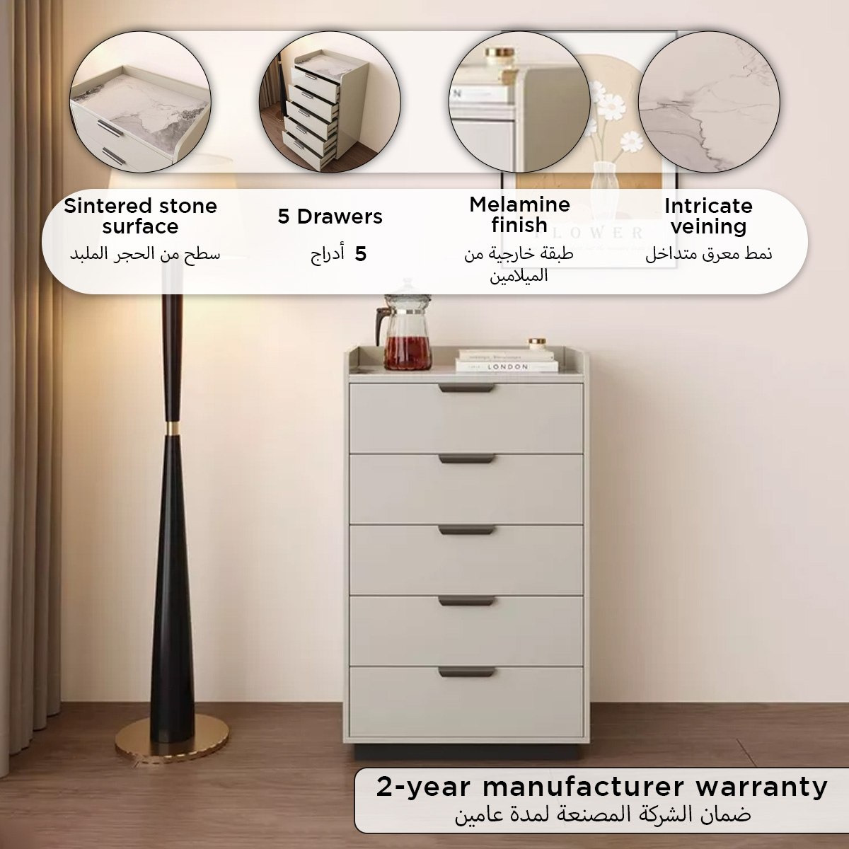 Linton Sintered Stone Top Chest of 5-Drawers-hbxfurniture-dressersandchests-chestofdrawers-image-7