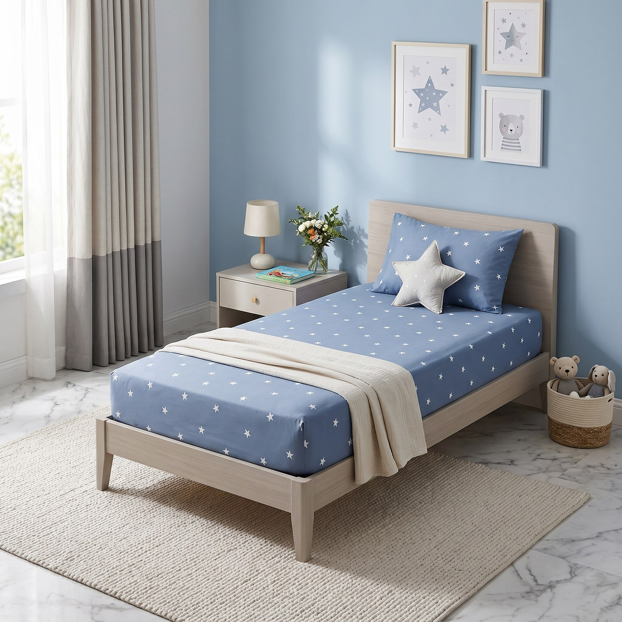 شرشف مطاطي فردي من الألياف الدقيقة ستيرا من نورا - 90x190+25 سم-hbxhomeware-bedding-fittedsheets-image-4