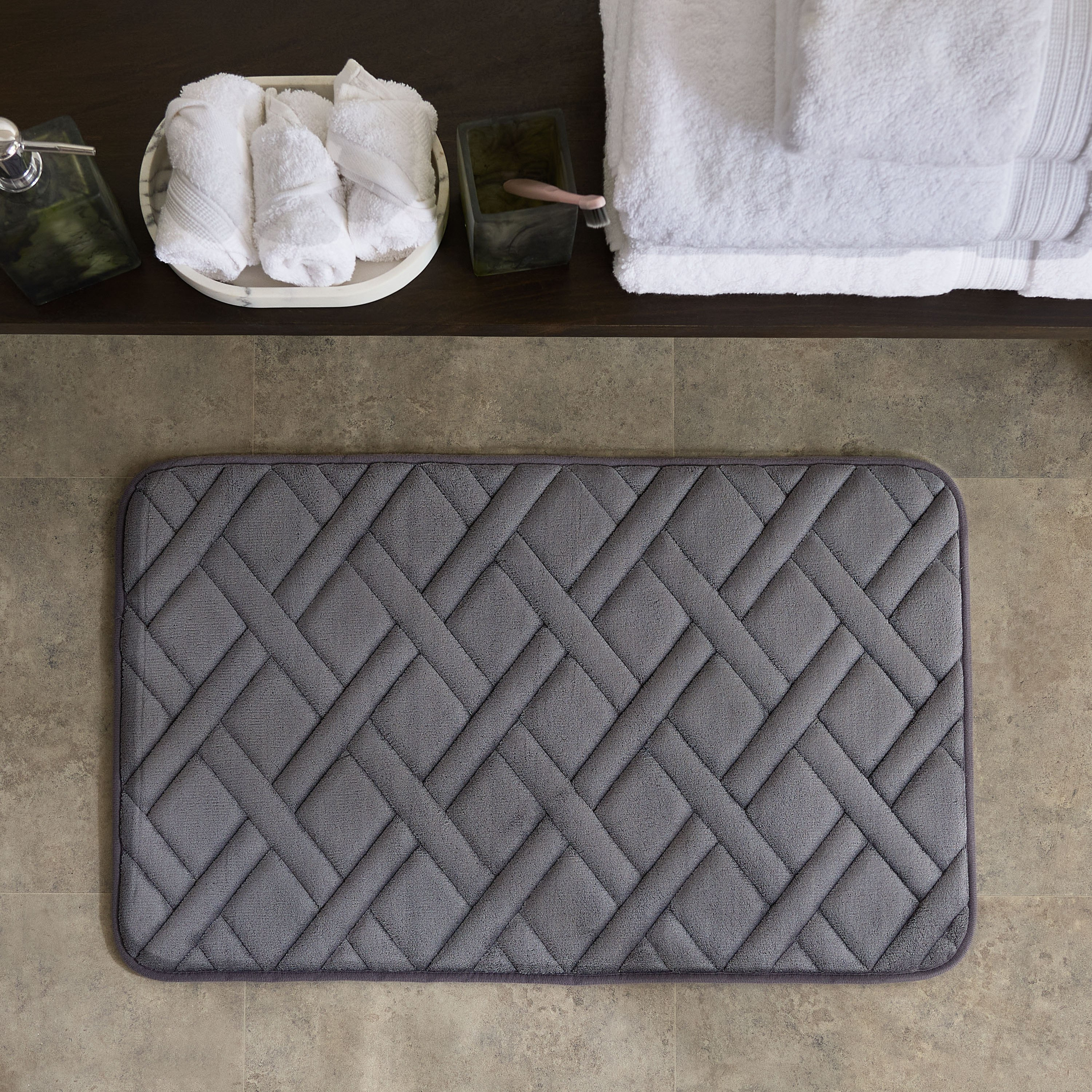 Essential Memory Foam Bath Mat with Mesh Backing - 50x80 cm-hbxbedroom-floorcoverings-bathmats-image-1