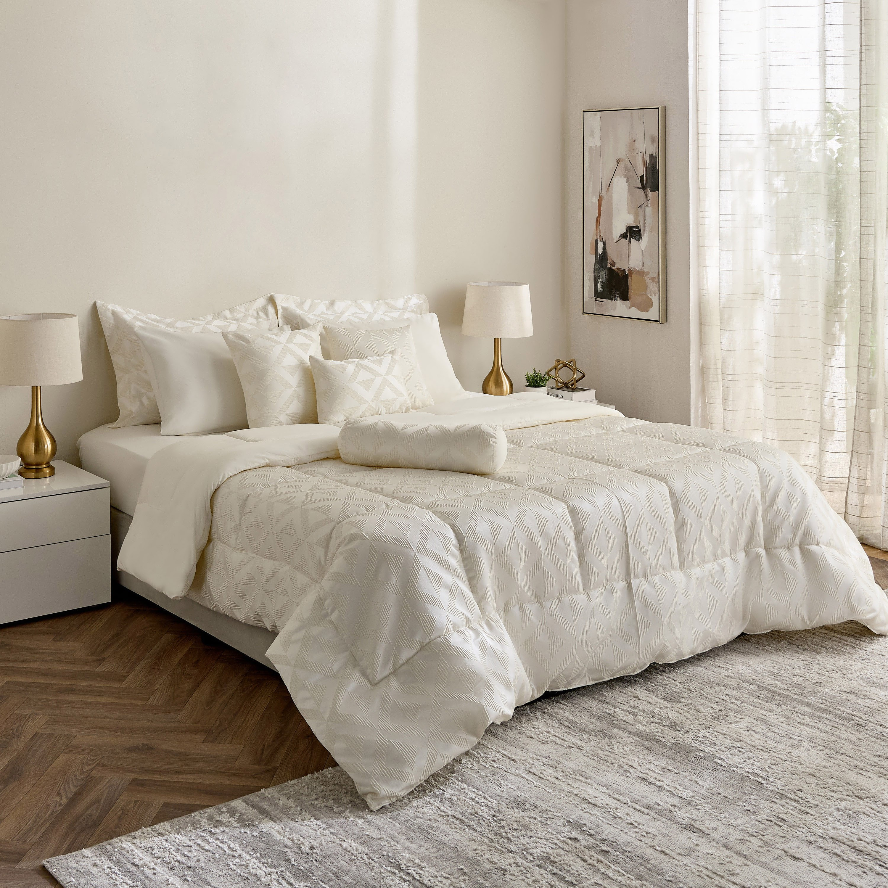 طقم لحاف سوبر كينج 10 قطع بنقشة جاكار هندسية من أرتيزان ديلوكس – 240×260 سم-hbxhomeware-hbxbedroom-image-10