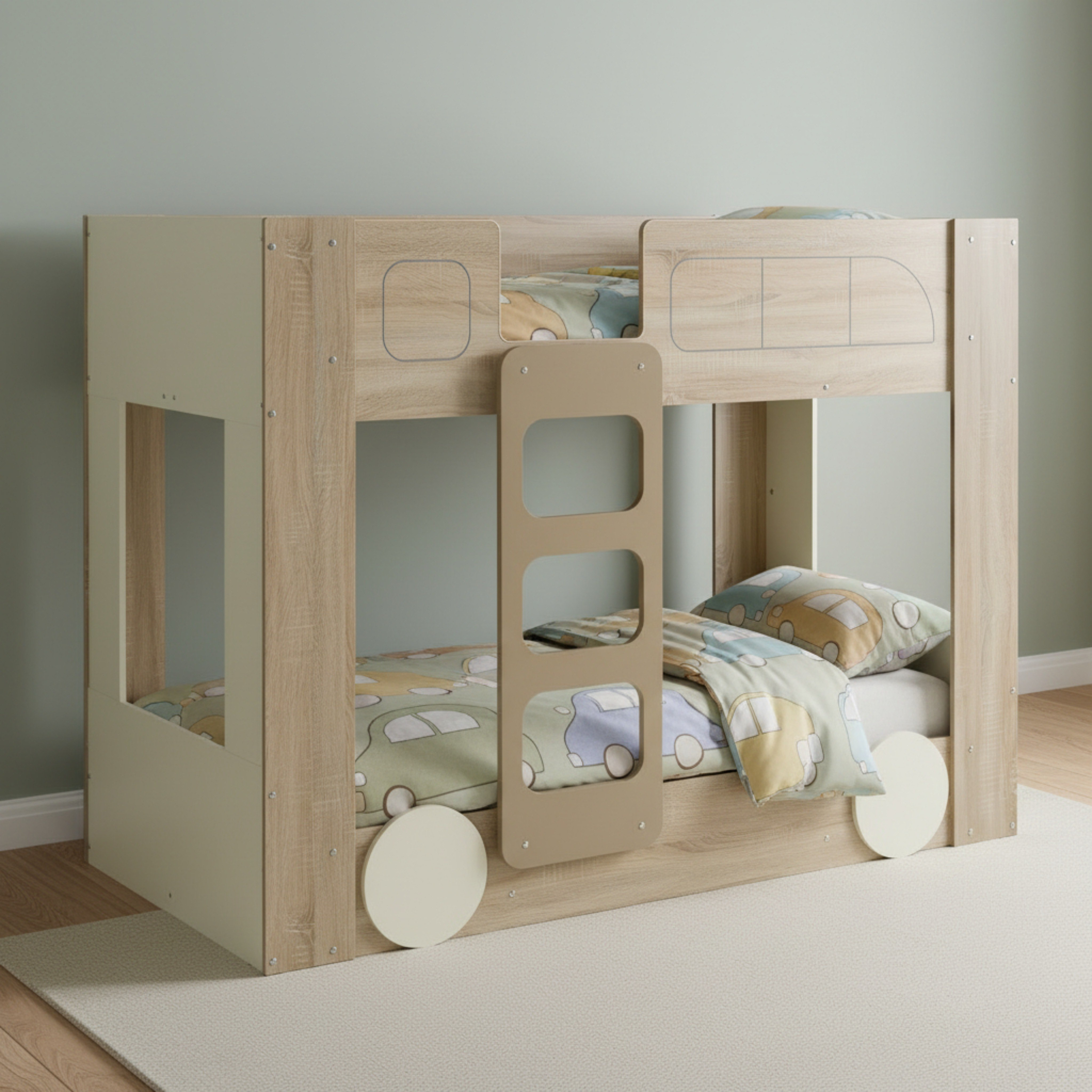 Vanilla Halmstad Doubledecker Single Bunk Bed - 90x190 cm-hbxkidsandyouth-bedsandbedsets-bunkbeds-single-image-1