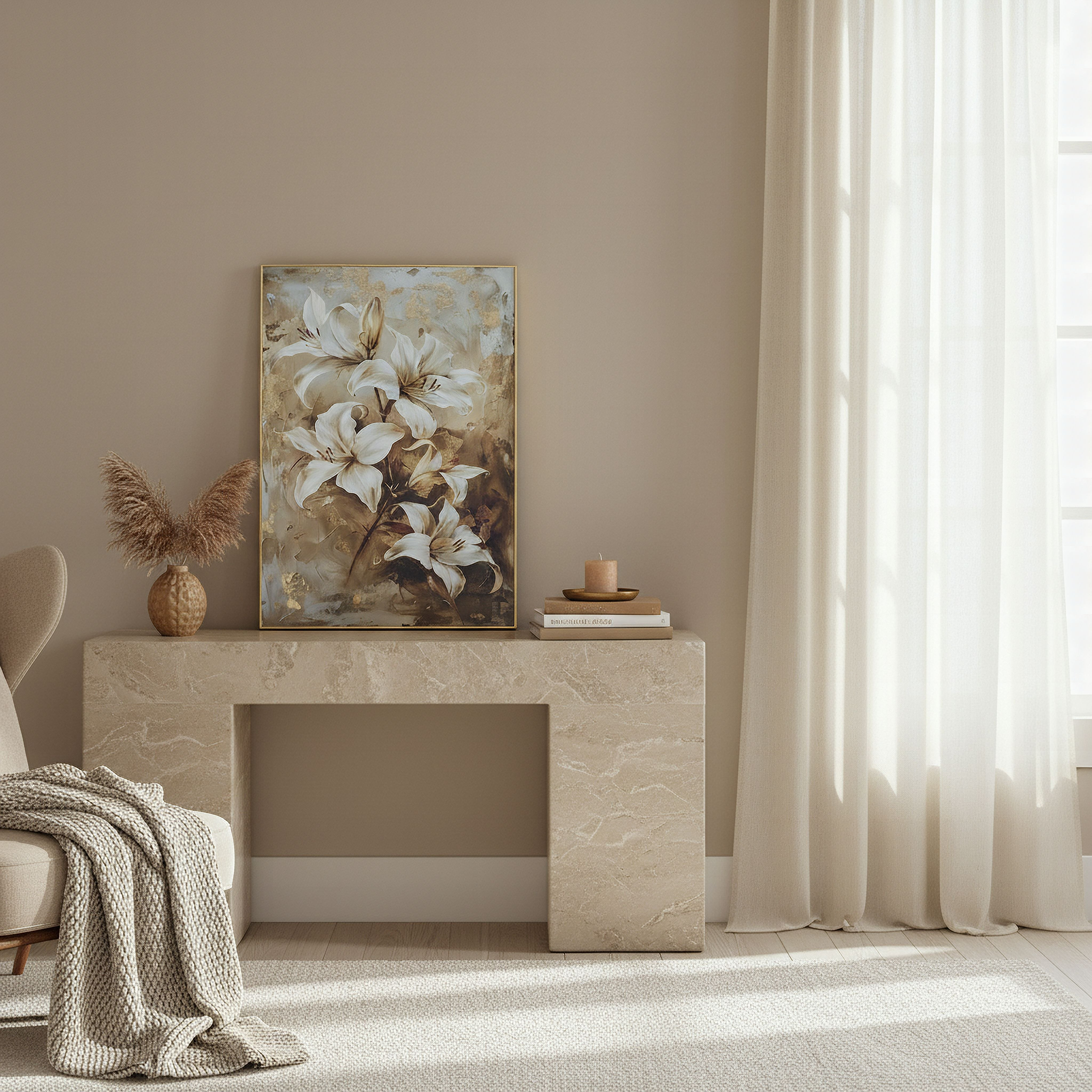 Cyprus Elara Four Stem Flower High Gloss Framed Picture - 50x70x2.5 cm-hbxhomeware-hbxdecorandfurnishings-image-4