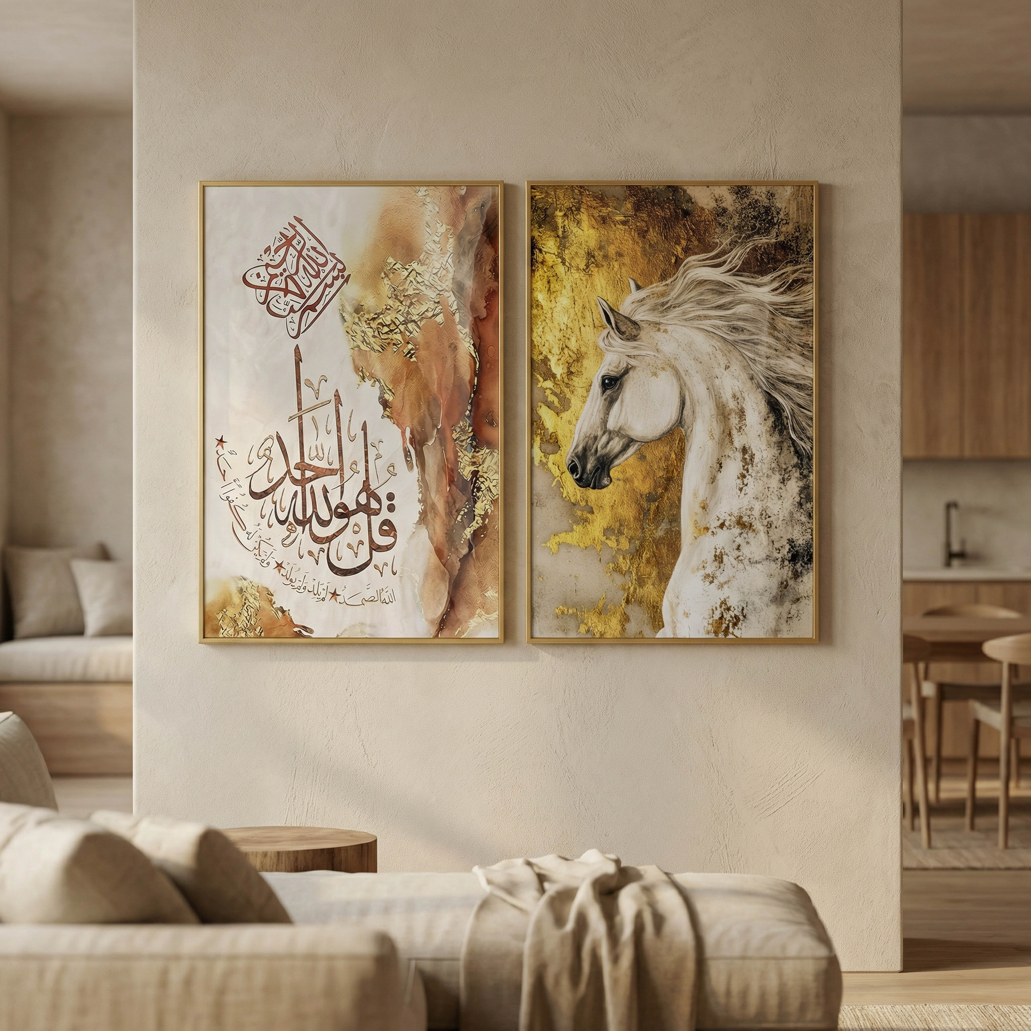 Cyprus Elara White Horse Glossy Framed Picture - 60x90x2.5 cm-hbxhomeware-hbxdecorandfurnishings-image-4
