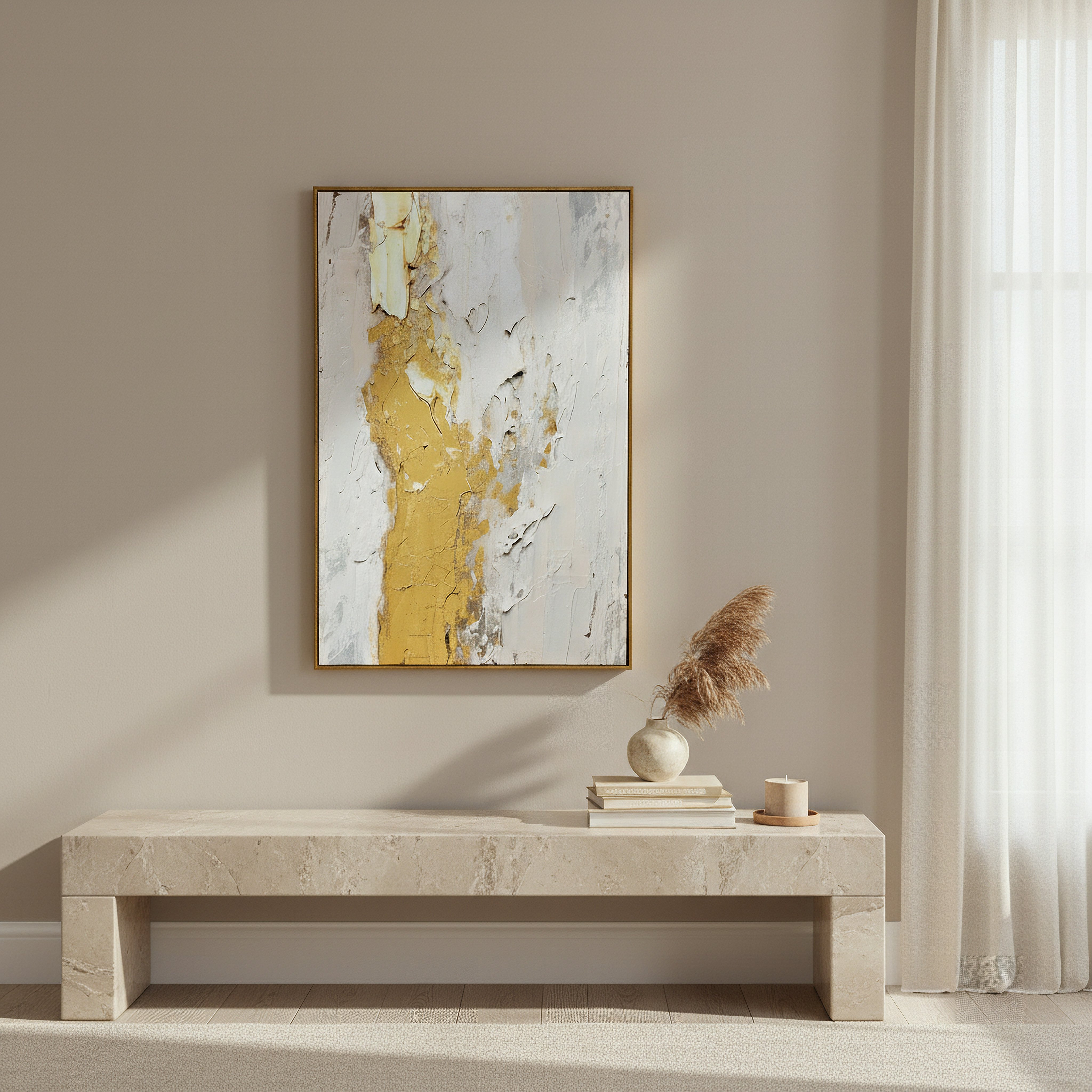 زينة حائط كانفاس مؤطرة بطبعات بقع ذهبية ورقائق ذهبية من سايبرس إلارا - 60×90×2.8 سم-hbxhomeware-hbxdecorandfurnishings-image-3