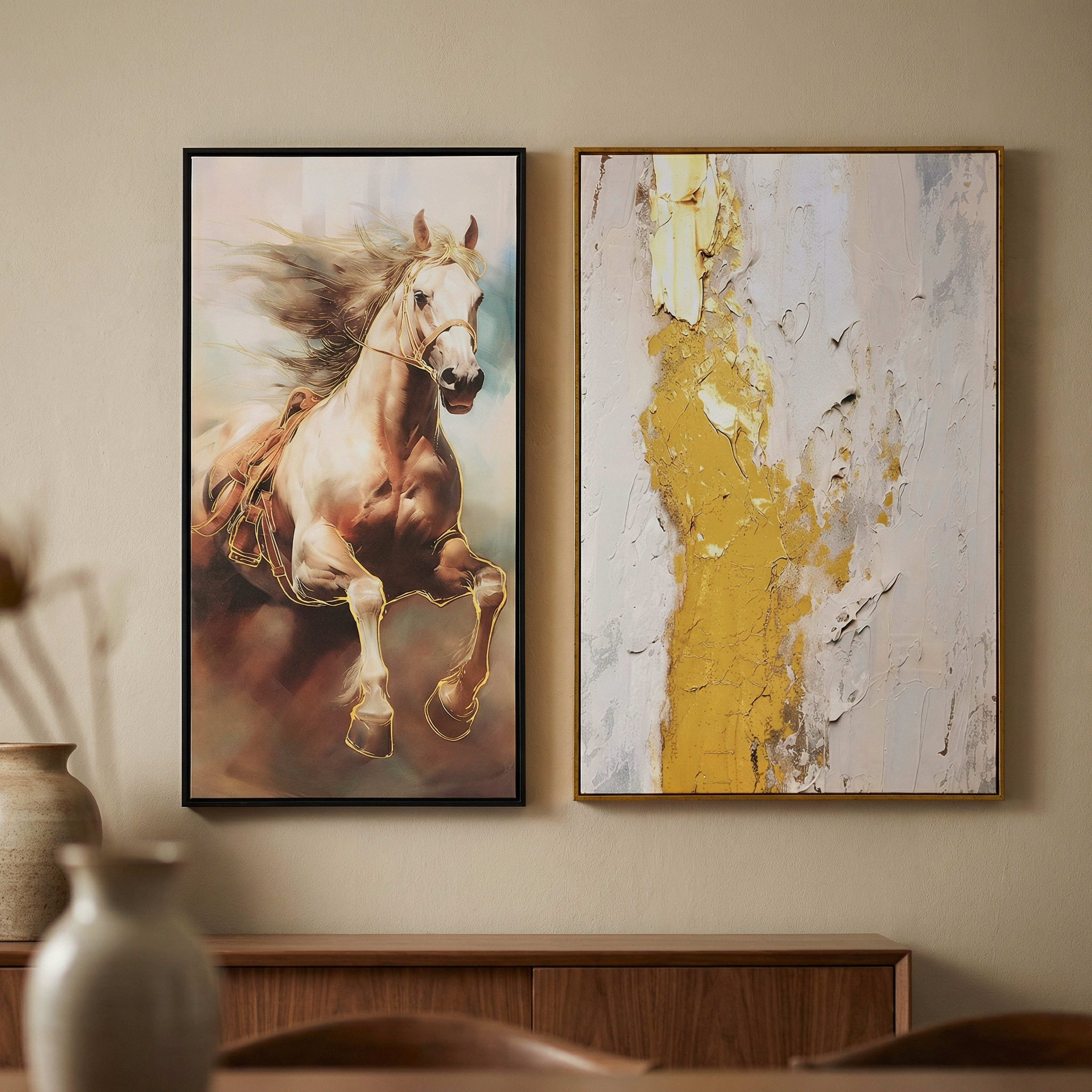 زينة حائط كانفاس مؤطرة بطبعات بقع ذهبية ورقائق ذهبية من سايبرس إلارا - 60×90×2.8 سم-hbxhomeware-hbxdecorandfurnishings-image-4