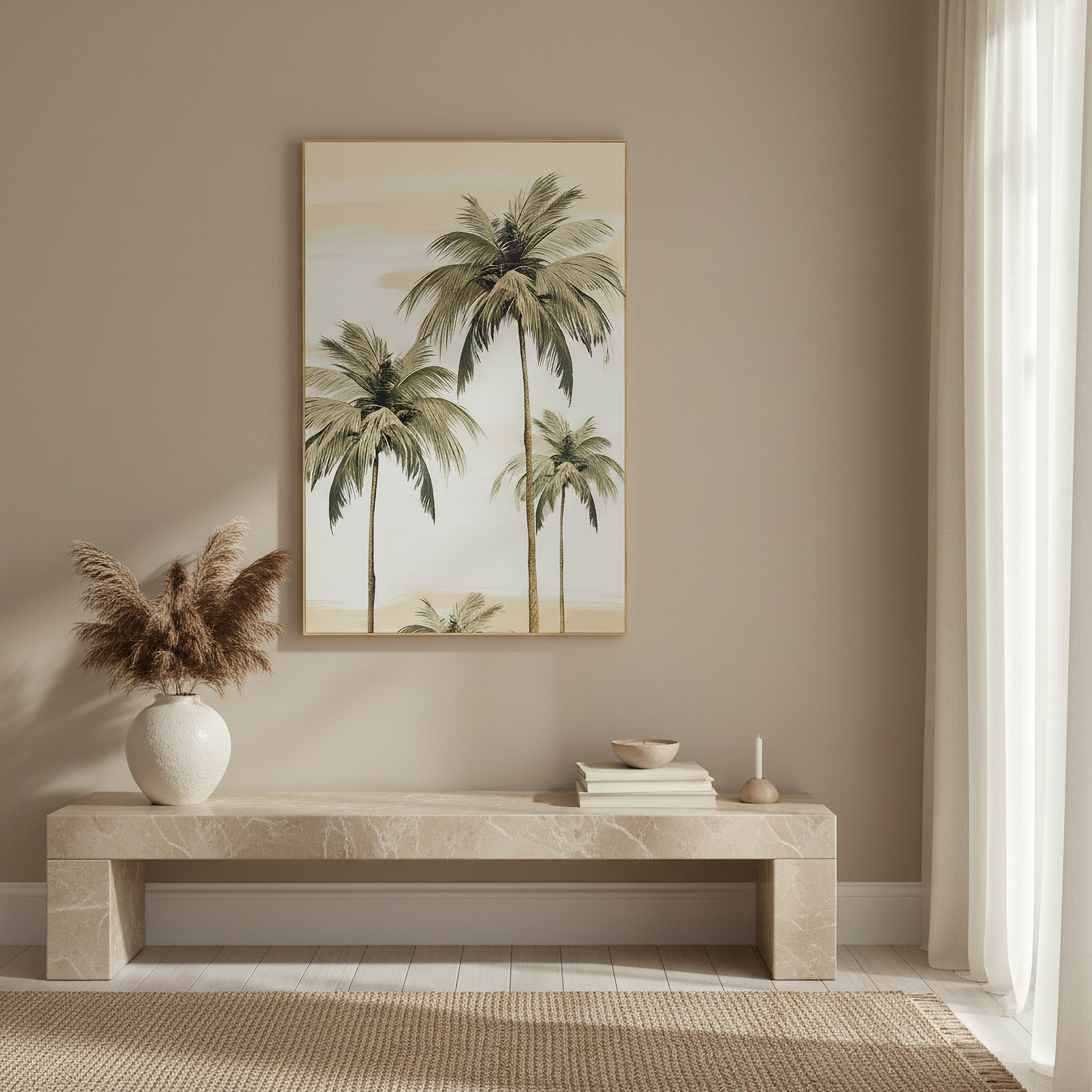 لوحة مؤطرة لامعة بتصميم شجر النخيل من سايبرس - 60x90x2.5 سم-hbxhomeware-hbxdecorandfurnishings-image-4