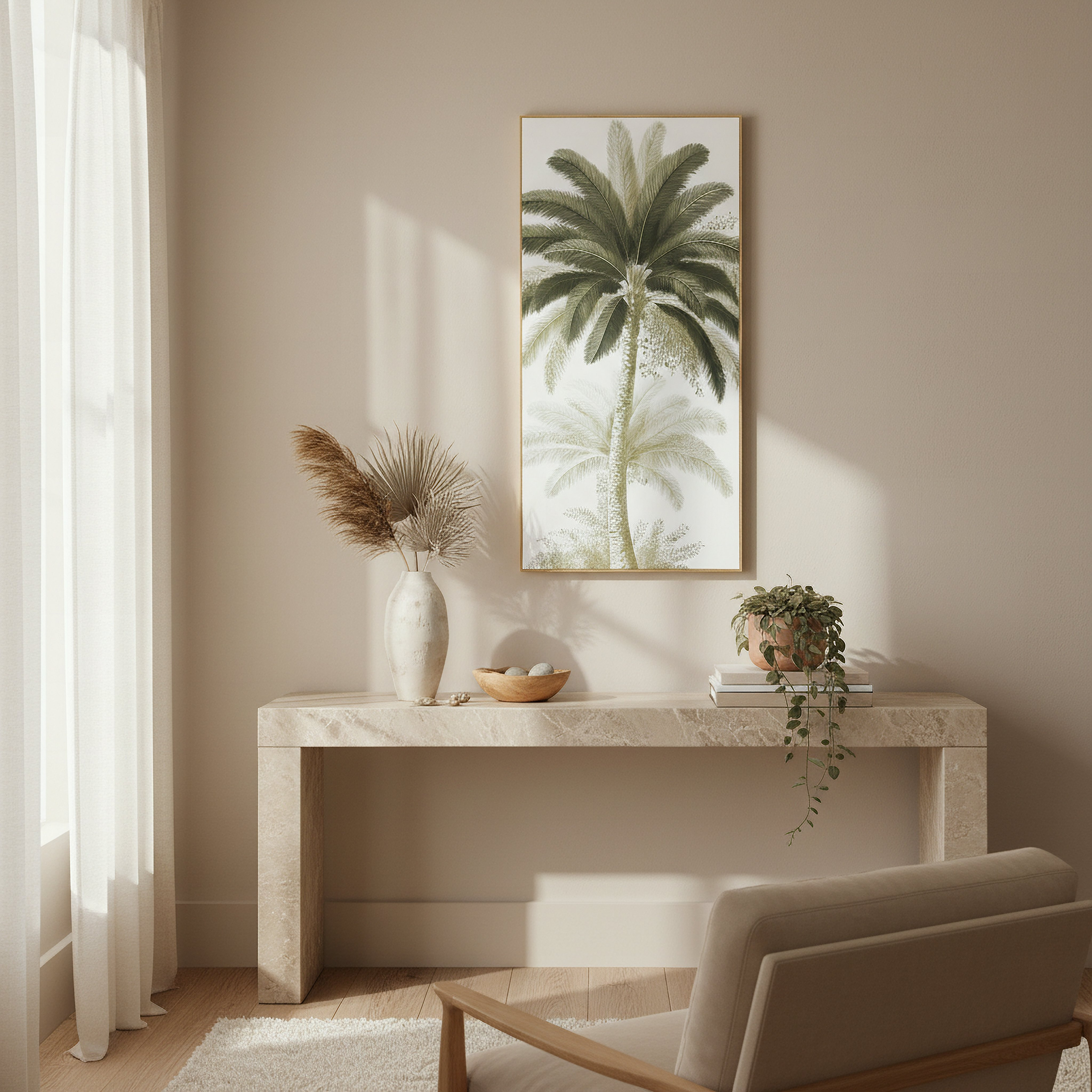 Cyprus Elara Long Palm Tree Glossy Framed Picture - 40x80x2.5 cm-hbxhomeware-hbxdecorandfurnishings-image-3