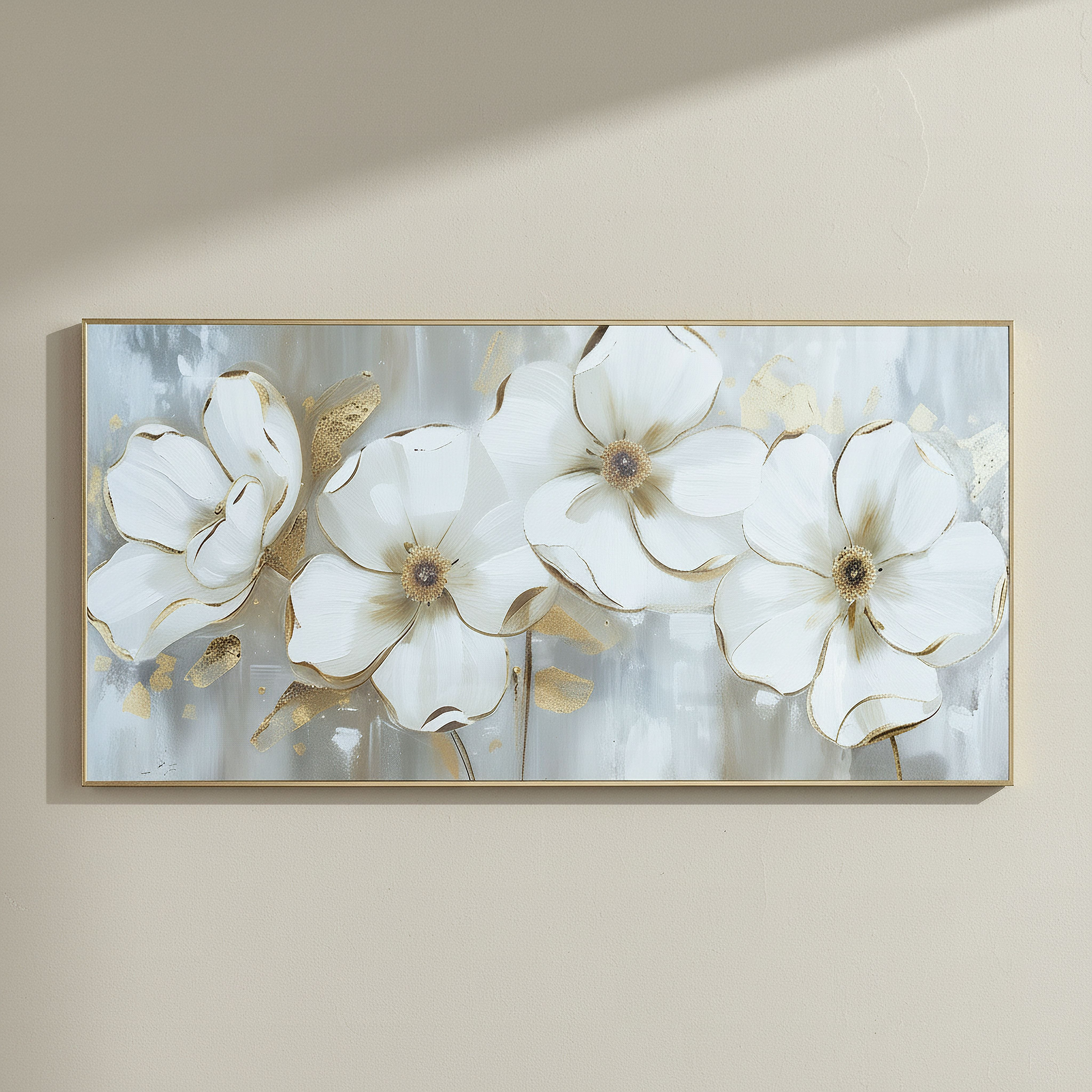 Cyprus Elara Paper Flowers Glossy Framed Picture - 40x80x2.5 cm-hbxhomeware-hbxdecorandfurnishings-image-1