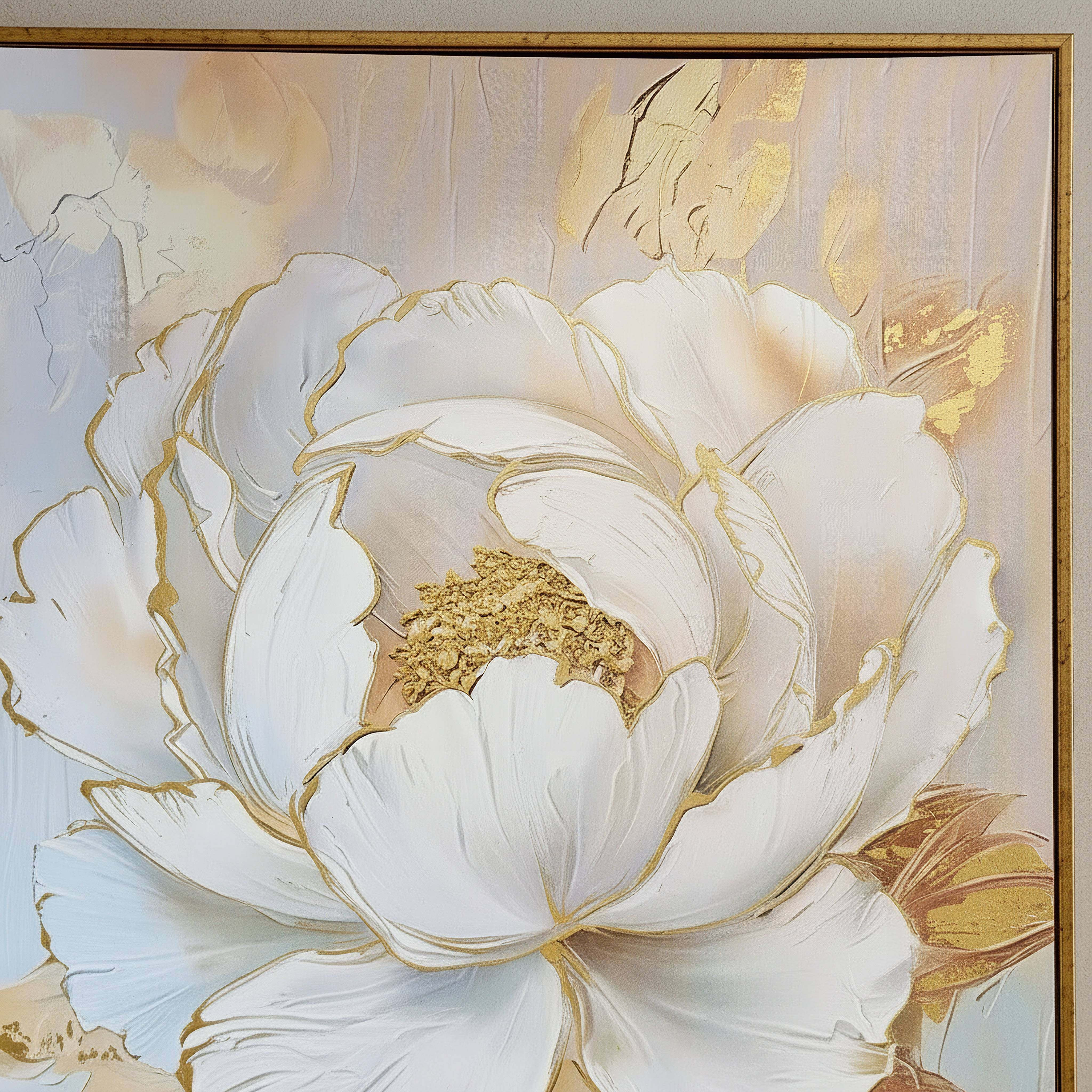Cyprus Elara Large Peony Framed Canvas with Gold Foil - 50x70x2.8 cm-hbxhomeware-hbxdecorandfurnishings-image-2
