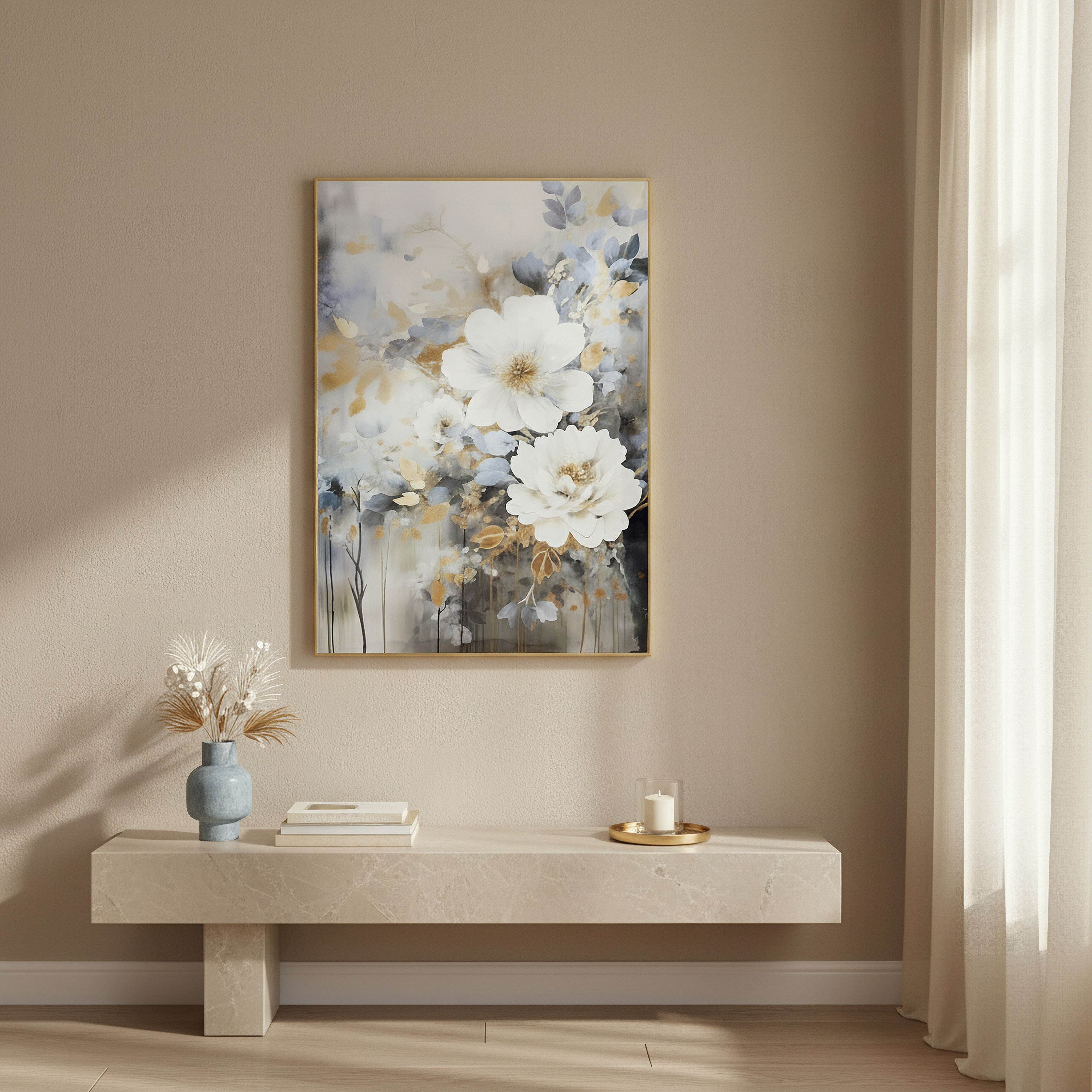 Cyprus Elara Multicolor Flowers Glossy Framed Picture - 50x70x2.5 cm-hbxhomeware-hbxdecorandfurnishings-image-4