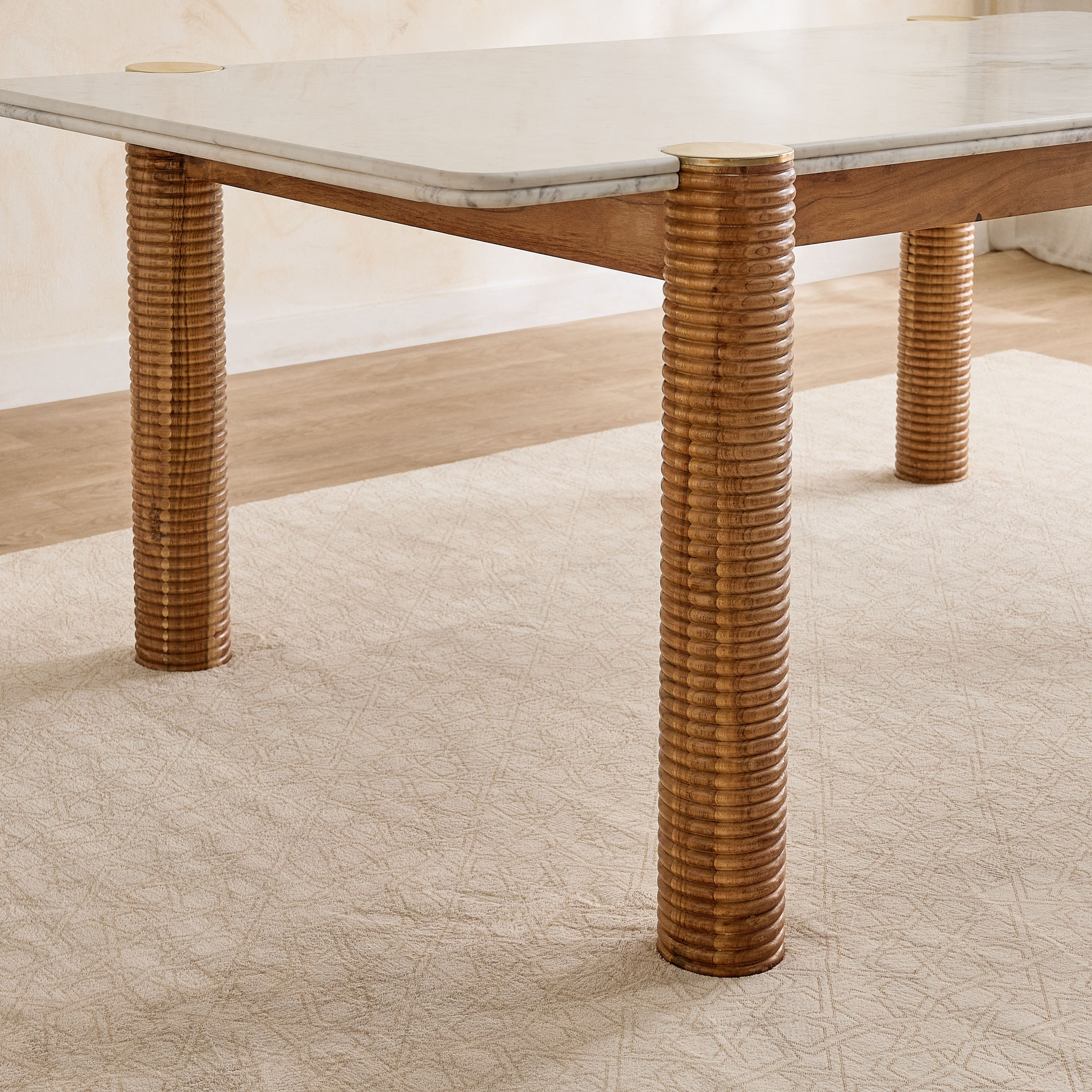 Cavon Caretto 6-Seater Genuine Marble Top XL Dining Table with Solid Wood Base-hbxdiningroom-diningtablesandsets-diningtables-sixseater-image-5