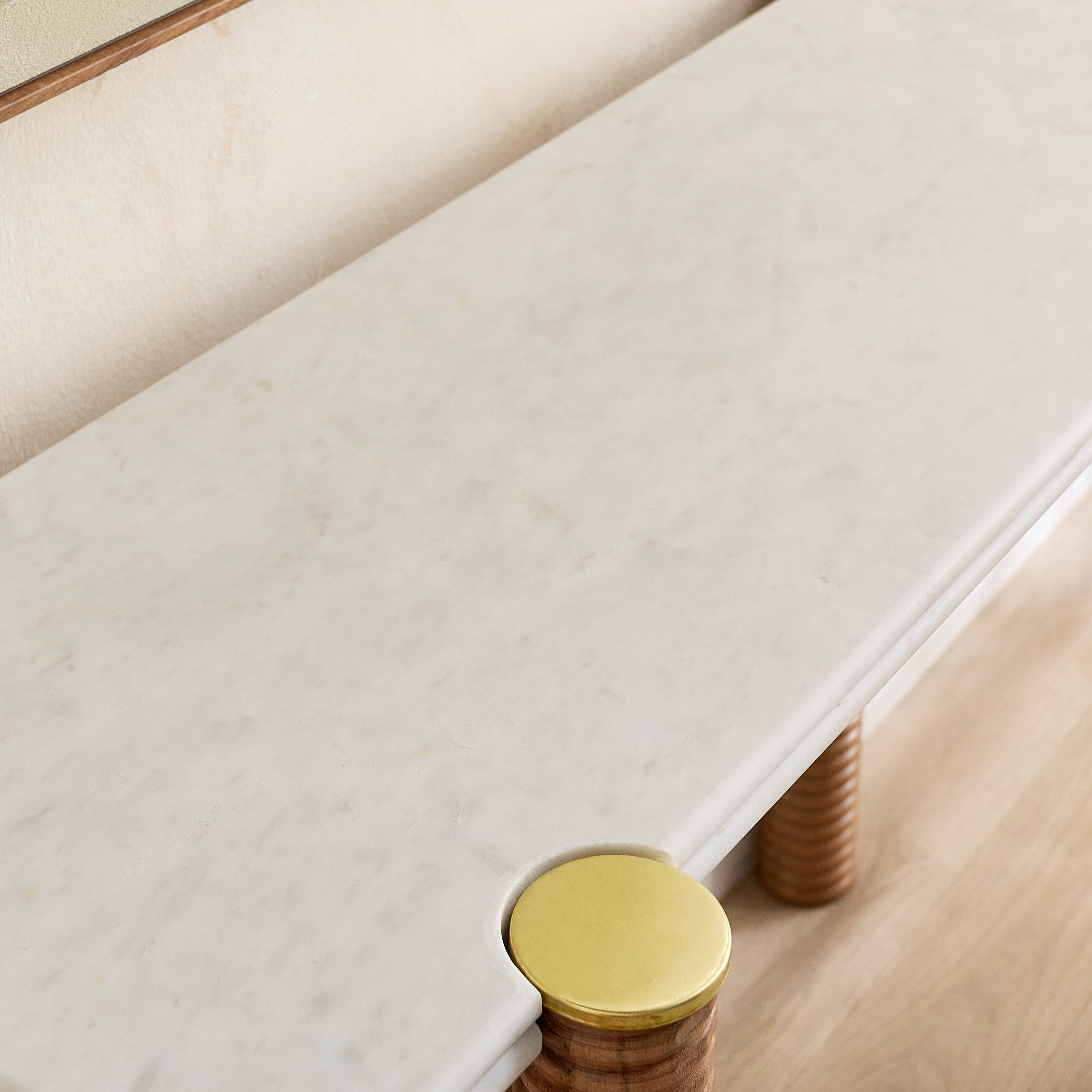 Cavon Caretto Genuine Marble Top Console Table with Solid Wood Base-hbxfurniture-tablesandstands-consoletables-image-4