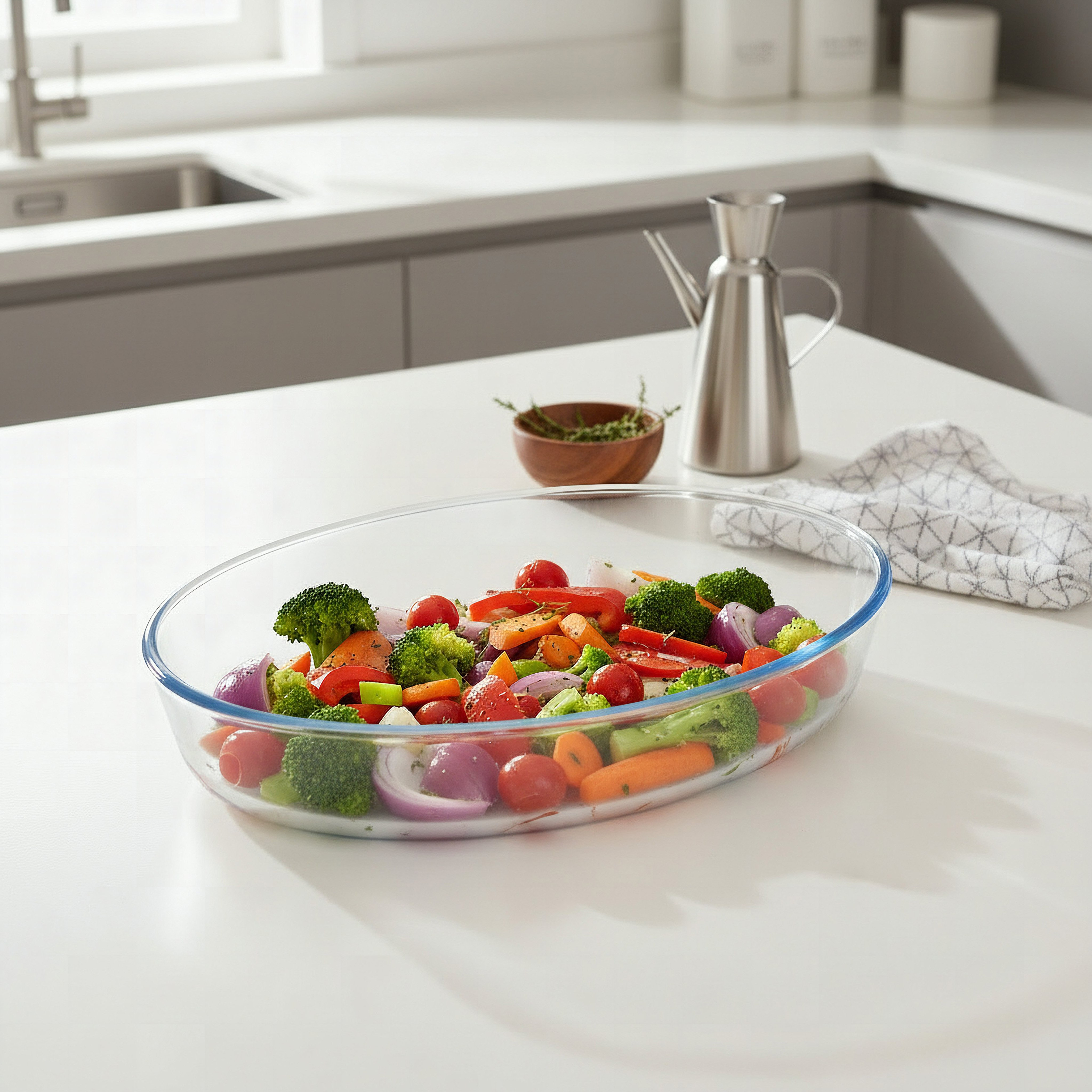 صحن فرن زجاجي بيضاوي من بايكولوجي - 2.4 لتر-hbxkitchen-bakeware-image-4