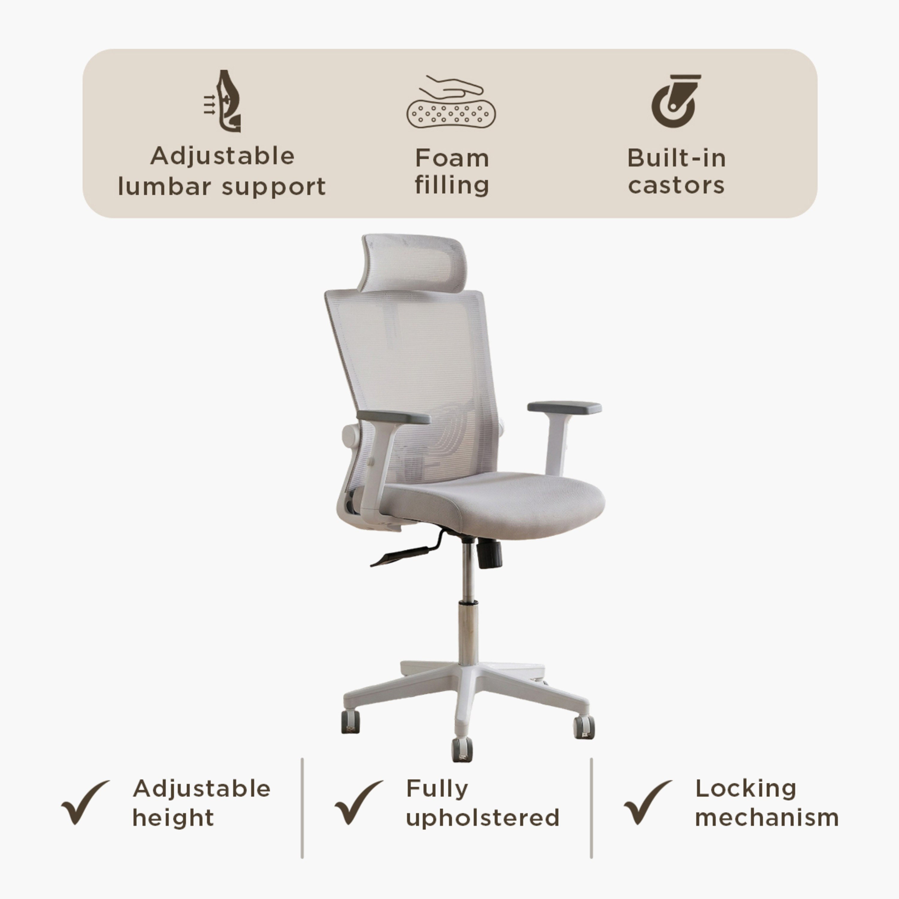 كرسي مكتب بظهر مرتفع مع مسند ذراع أحادي البعد ودعم للفقرات القطنية من ليبرتي-hbxfurniture-office-chairs-image-11