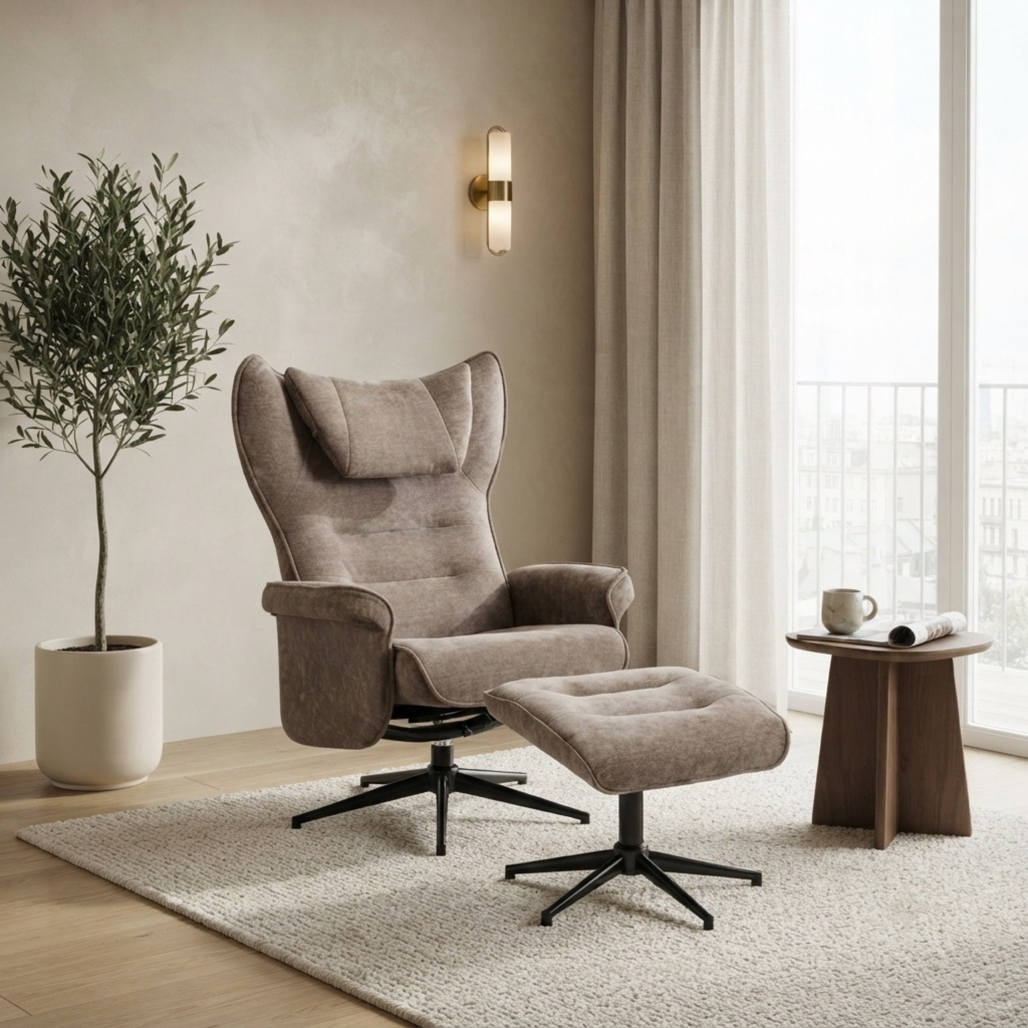 Movo Afton Fabric Swivel Armchair with Stool-hbxlivingroom-sofasandarmchairs-easychairs-image-2