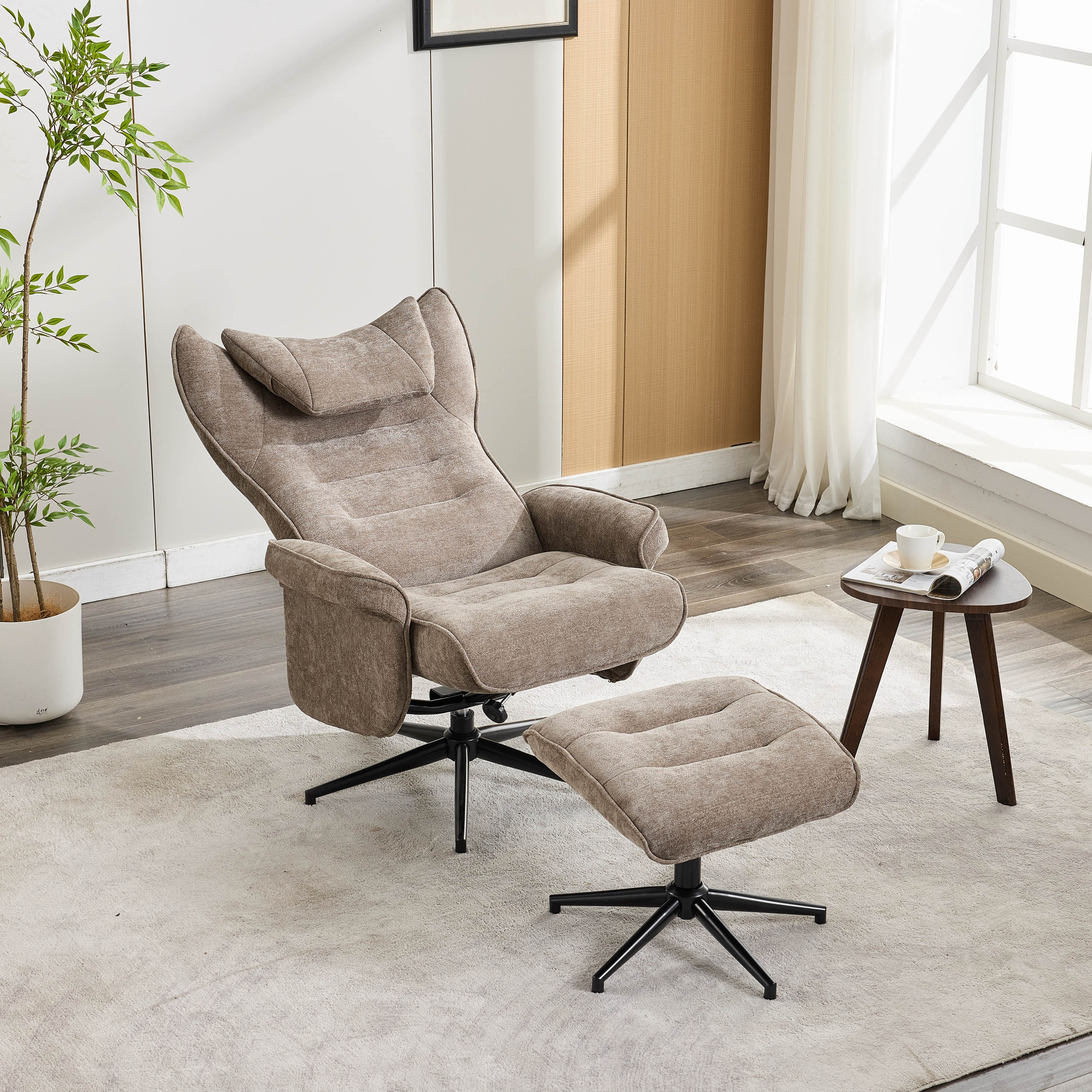 Movo Afton Fabric Swivel Armchair with Stool-hbxlivingroom-sofasandarmchairs-easychairs-image-3
