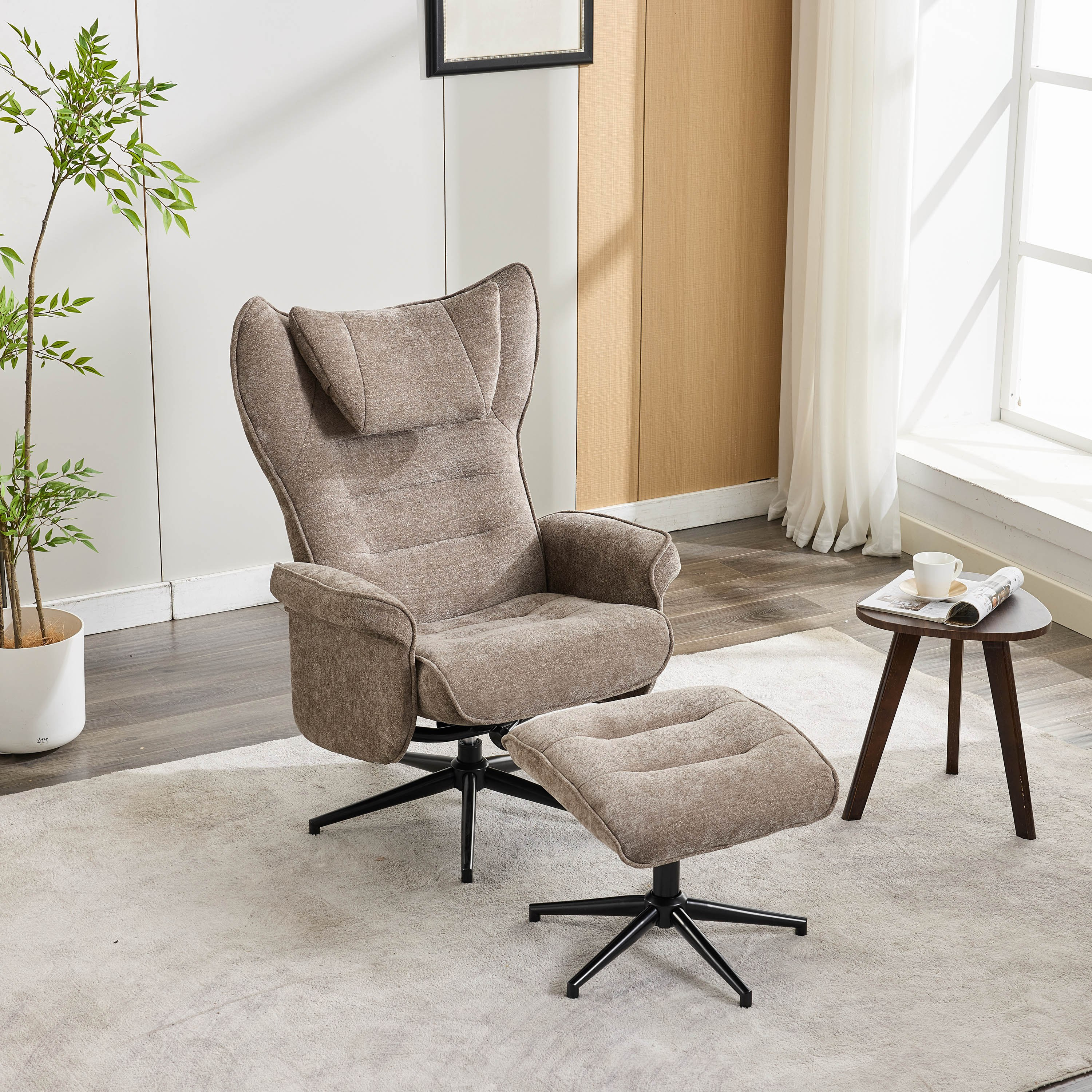 Movo Afton Fabric Swivel Armchair with Stool-hbxlivingroom-sofasandarmchairs-easychairs-image-1
