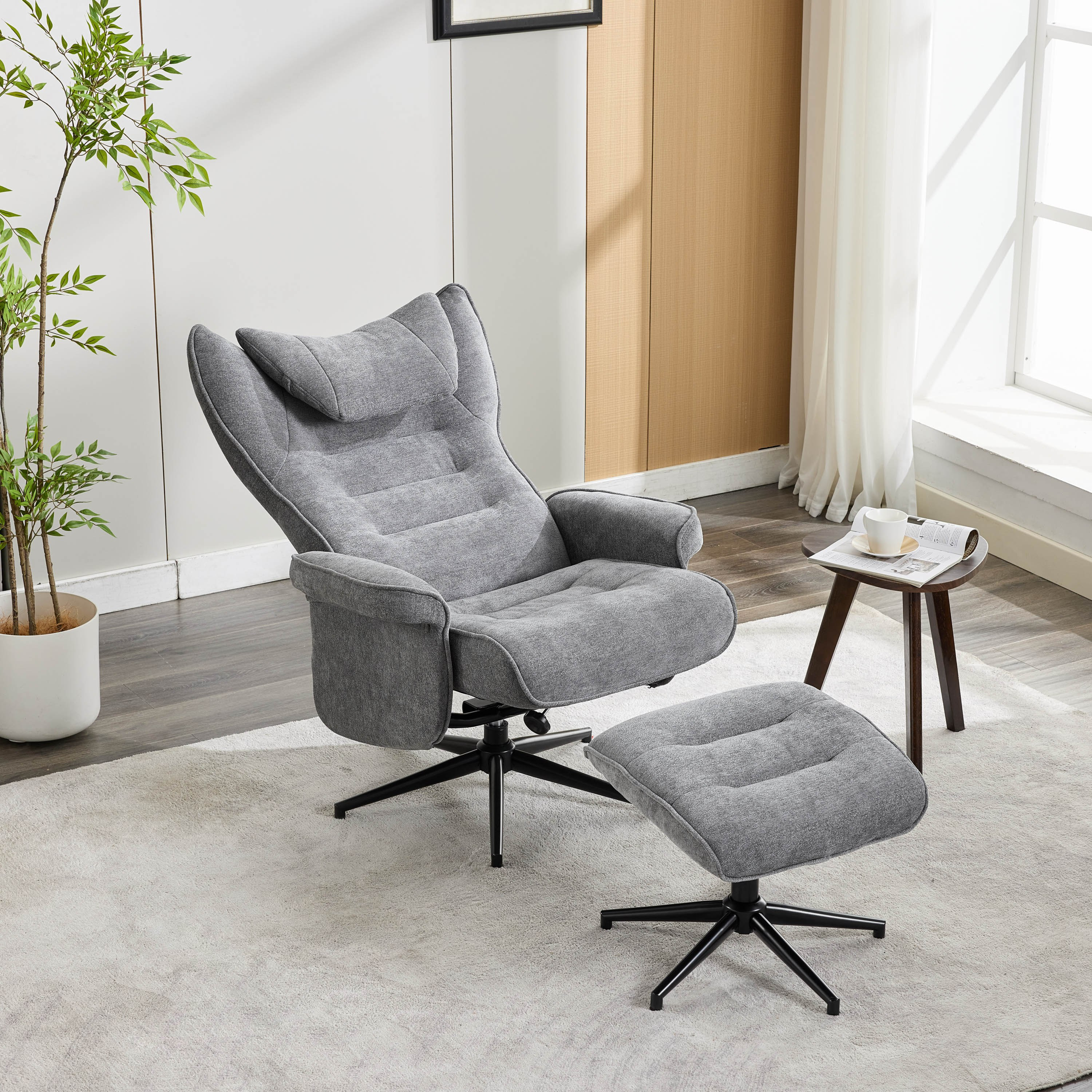 Movo Afton Fabric Swivel Armchair with Stool-hbxlivingroom-sofasandarmchairs-easychairs-image-4