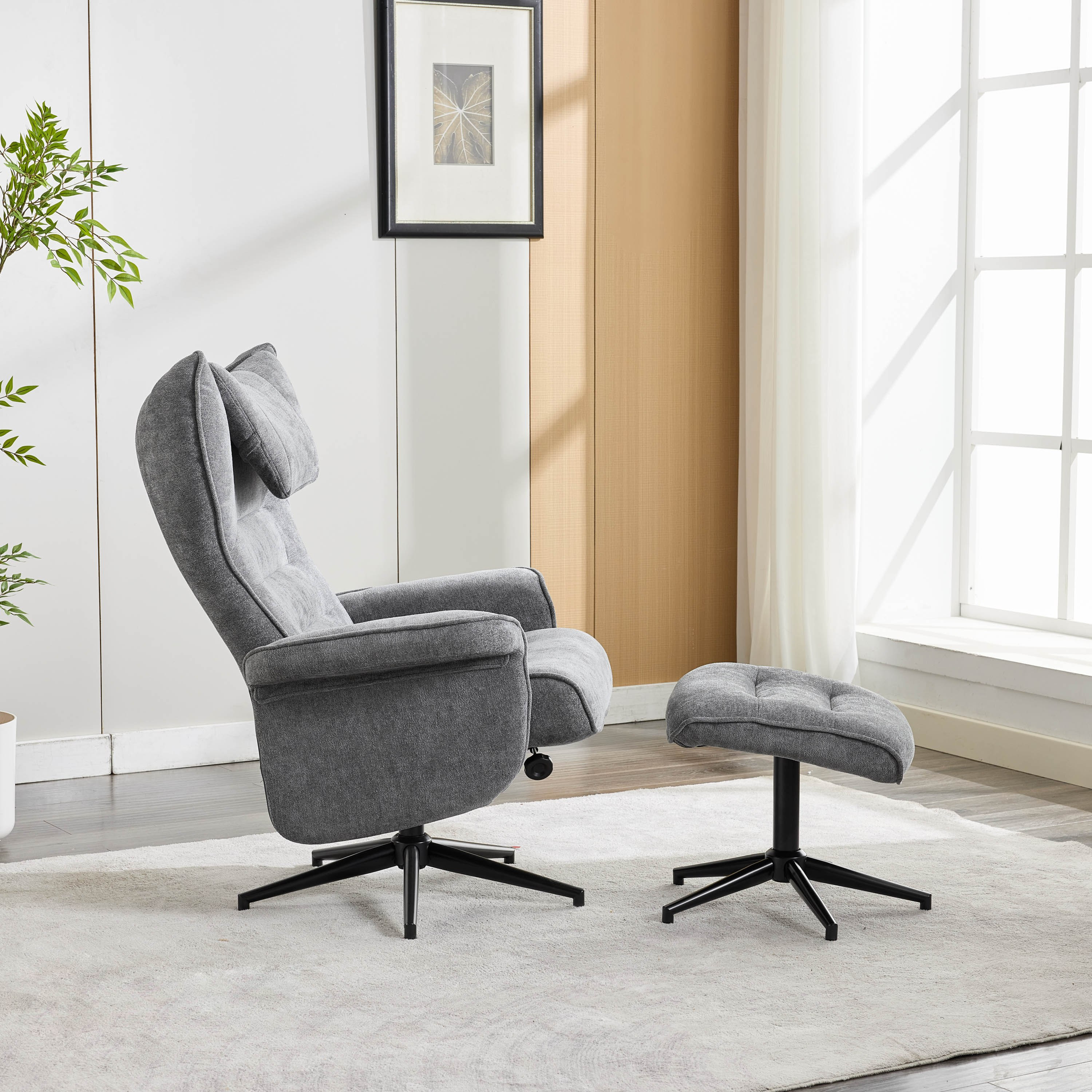 Movo Afton Fabric Swivel Armchair with Stool-hbxlivingroom-sofasandarmchairs-easychairs-image-5