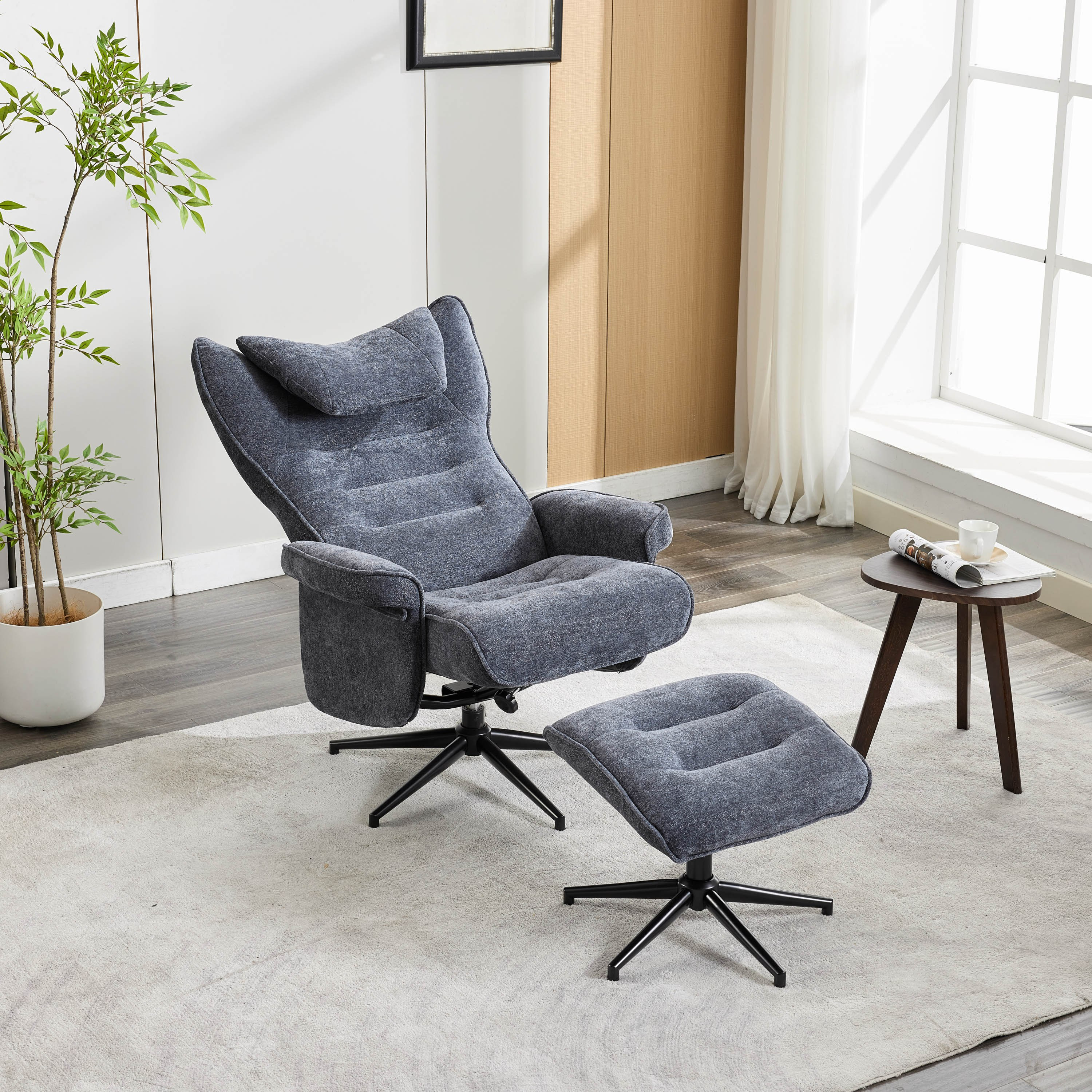Movo Afton Fabric Swivel Armchair with Stool-hbxlivingroom-sofasandarmchairs-easychairs-image-3