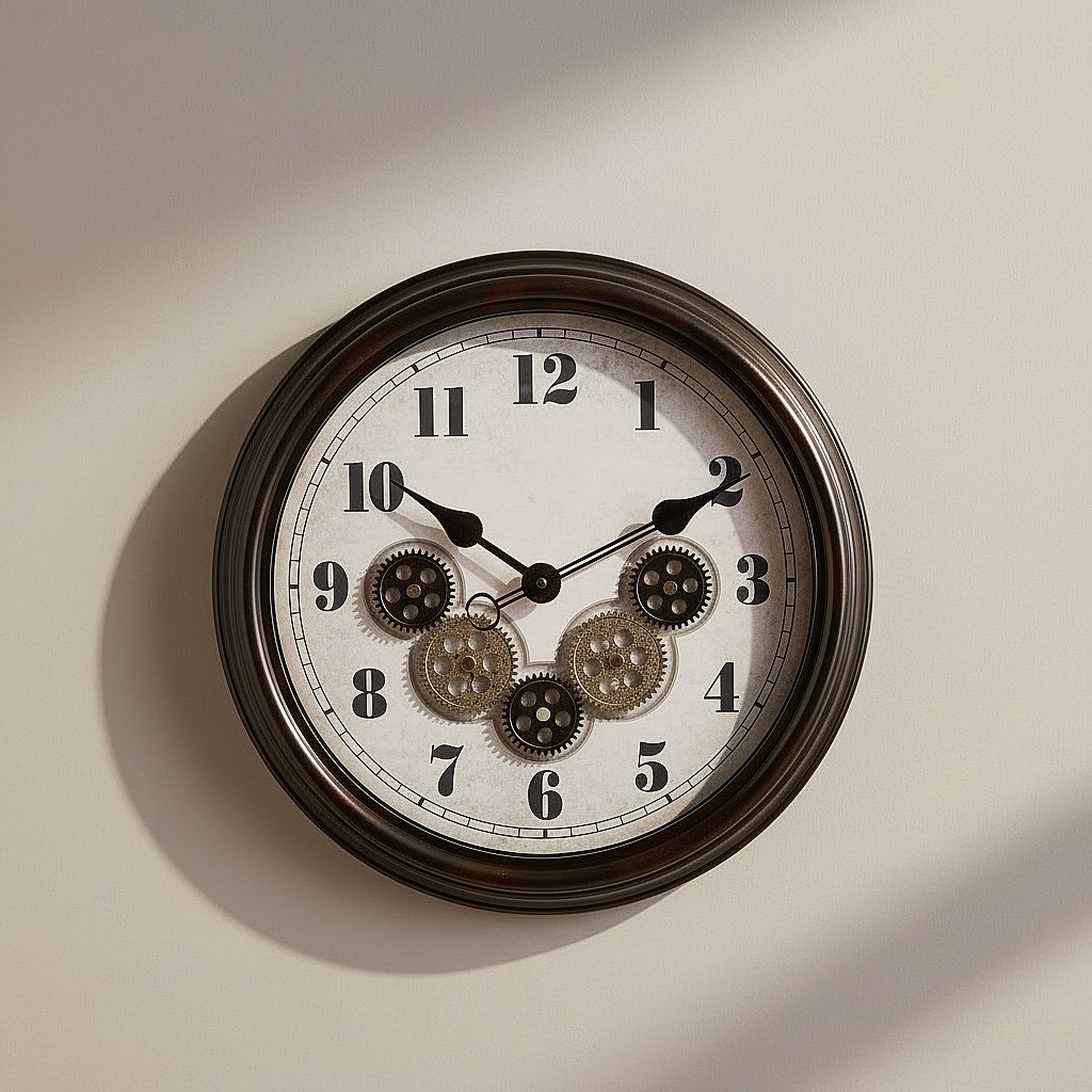 ساعة حائط تروس صناعية متحركة لوم من ساراتوجا - 45.3x45.3x6.5 سم-hbxdiningroom-decorandaccessories-clocks-image-1