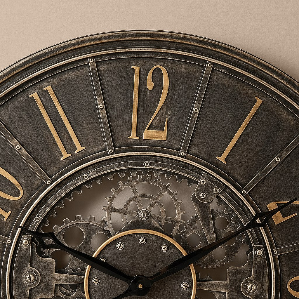 Saratoga Lume Metal Centric Decorative Gears Antique Wall Clock - 91x91x5.7 cm-hbxdiningroom-decorandaccessories-clocks-image-2