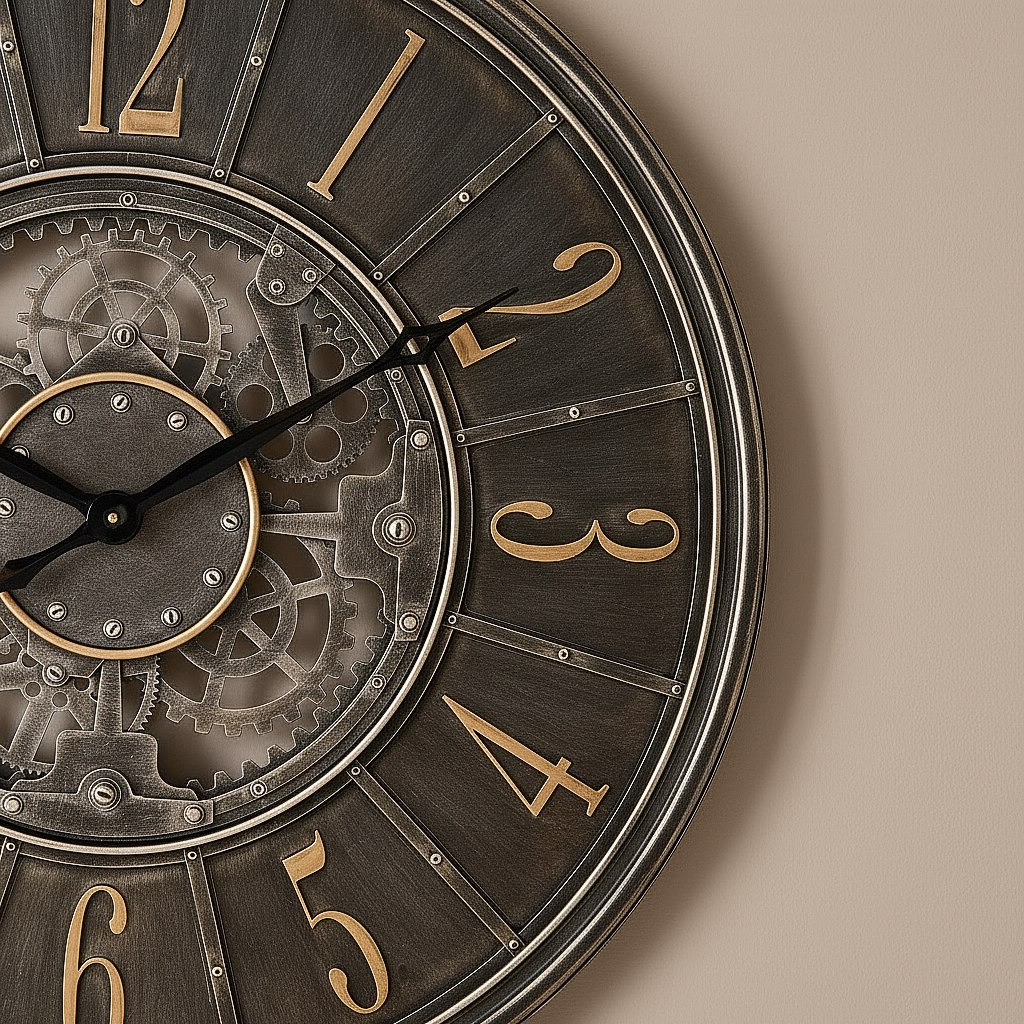 Saratoga Lume Metal Centric Decorative Gears Antique Wall Clock - 91x91x5.7 cm-hbxdiningroom-decorandaccessories-clocks-image-3