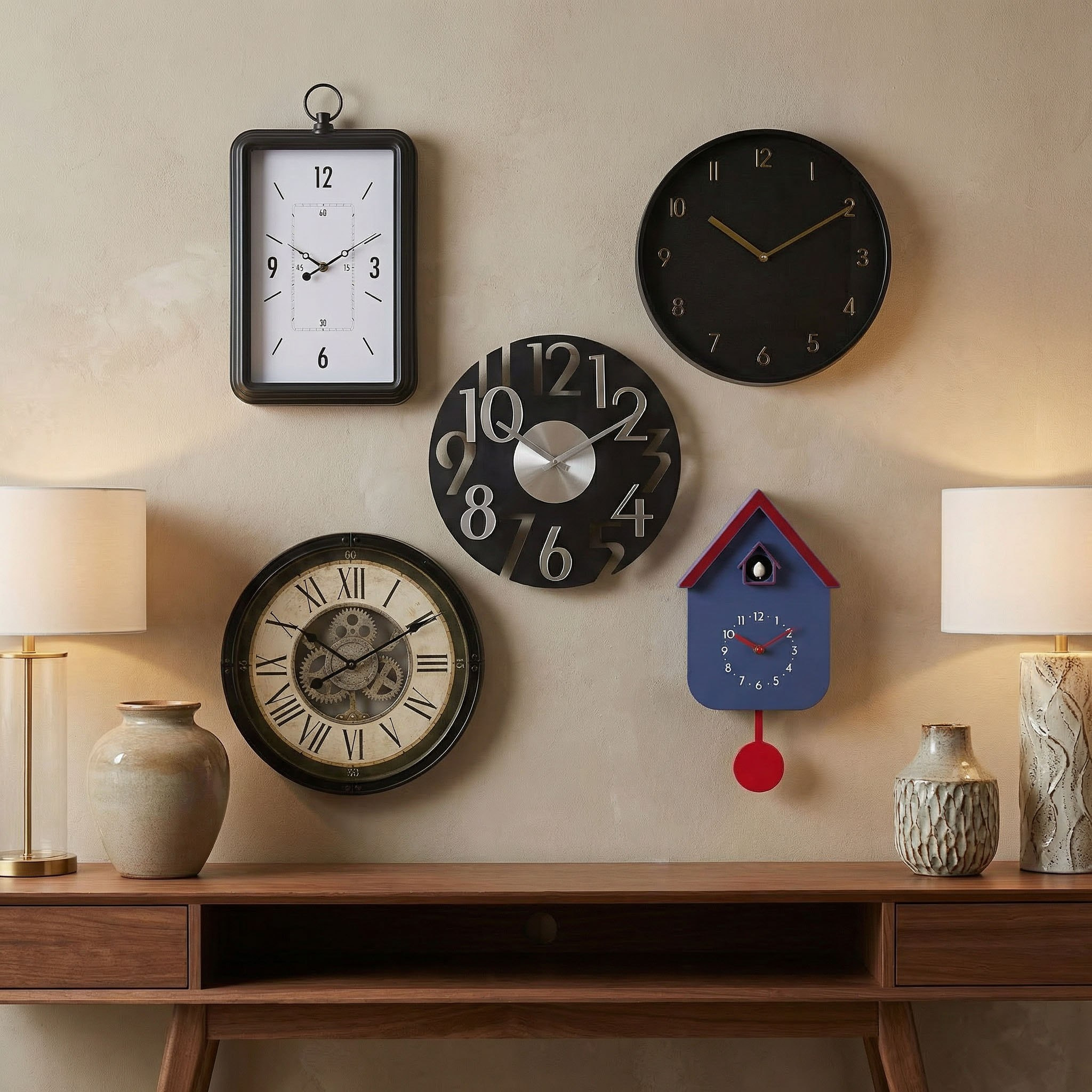 ساعة حائط مستطيلة لوم من ساراتوجا - 46x26.5x5.4 سم-hbxdiningroom-decorandaccessories-clocks-image-4