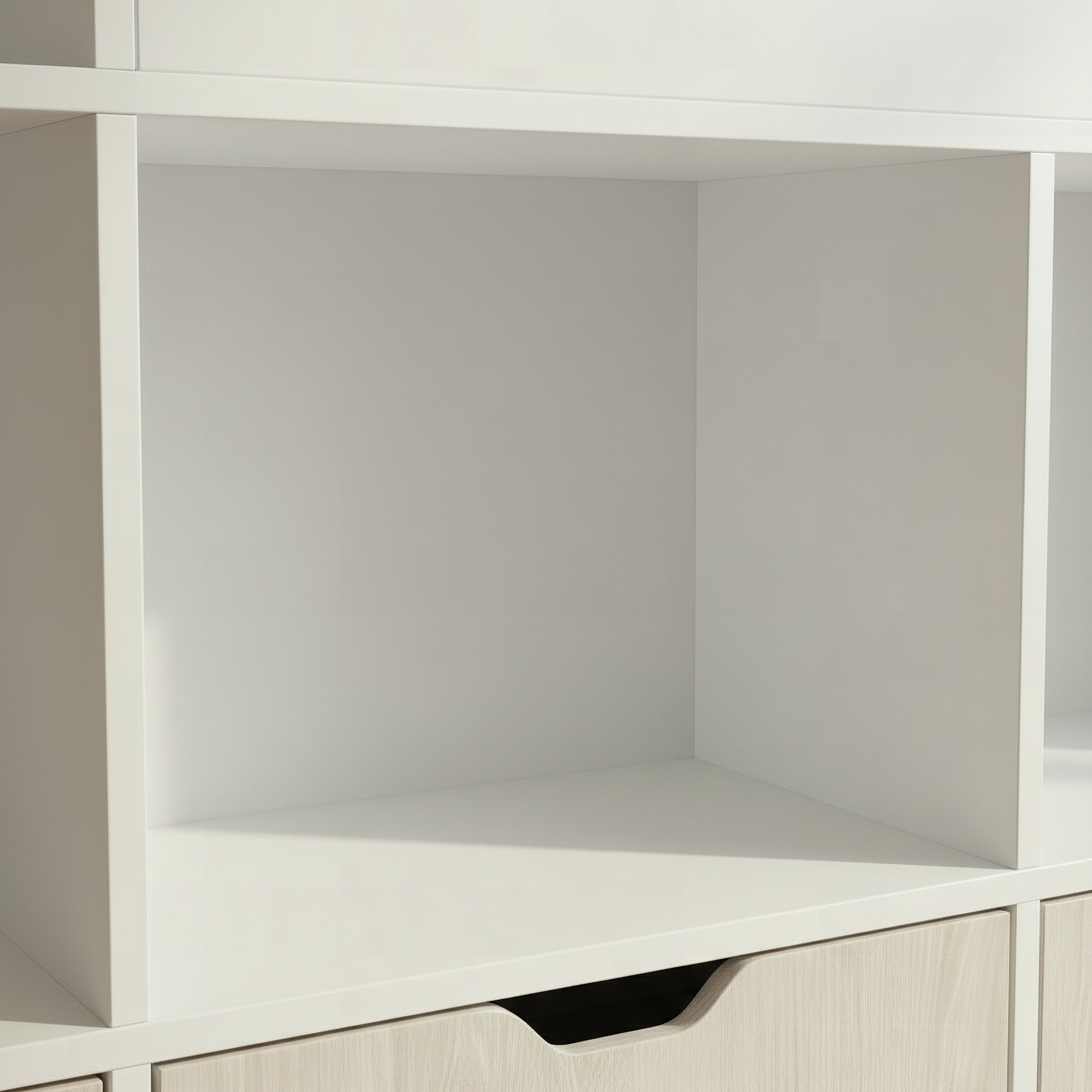 Ivory Cosmic Storage Cabinet and Bookcase with 3 Drawers-hbxfurniture-office-bookcases-image-4