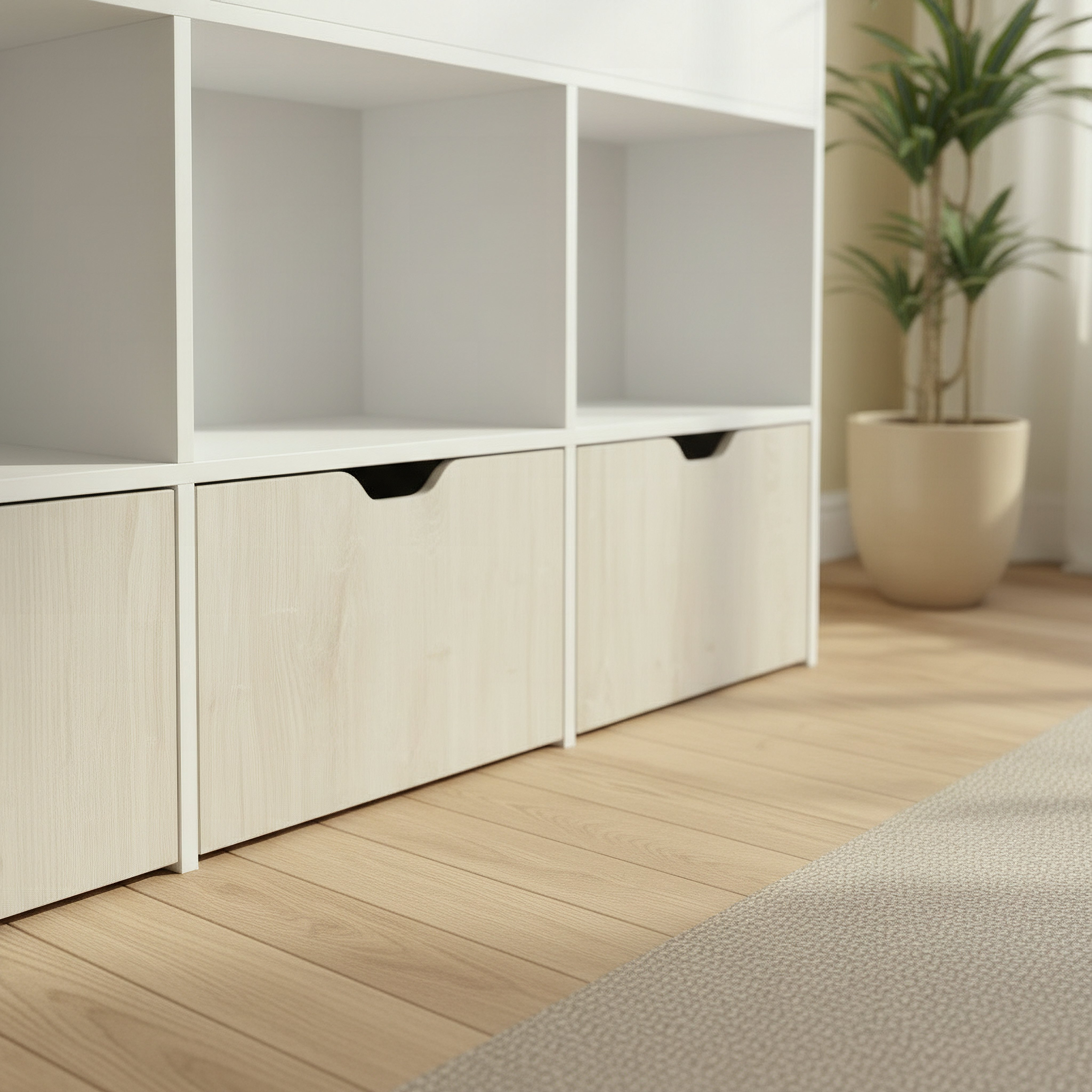 Ivory Cosmic Storage Cabinet and Bookcase with 3 Drawers-hbxfurniture-office-bookcases-image-5