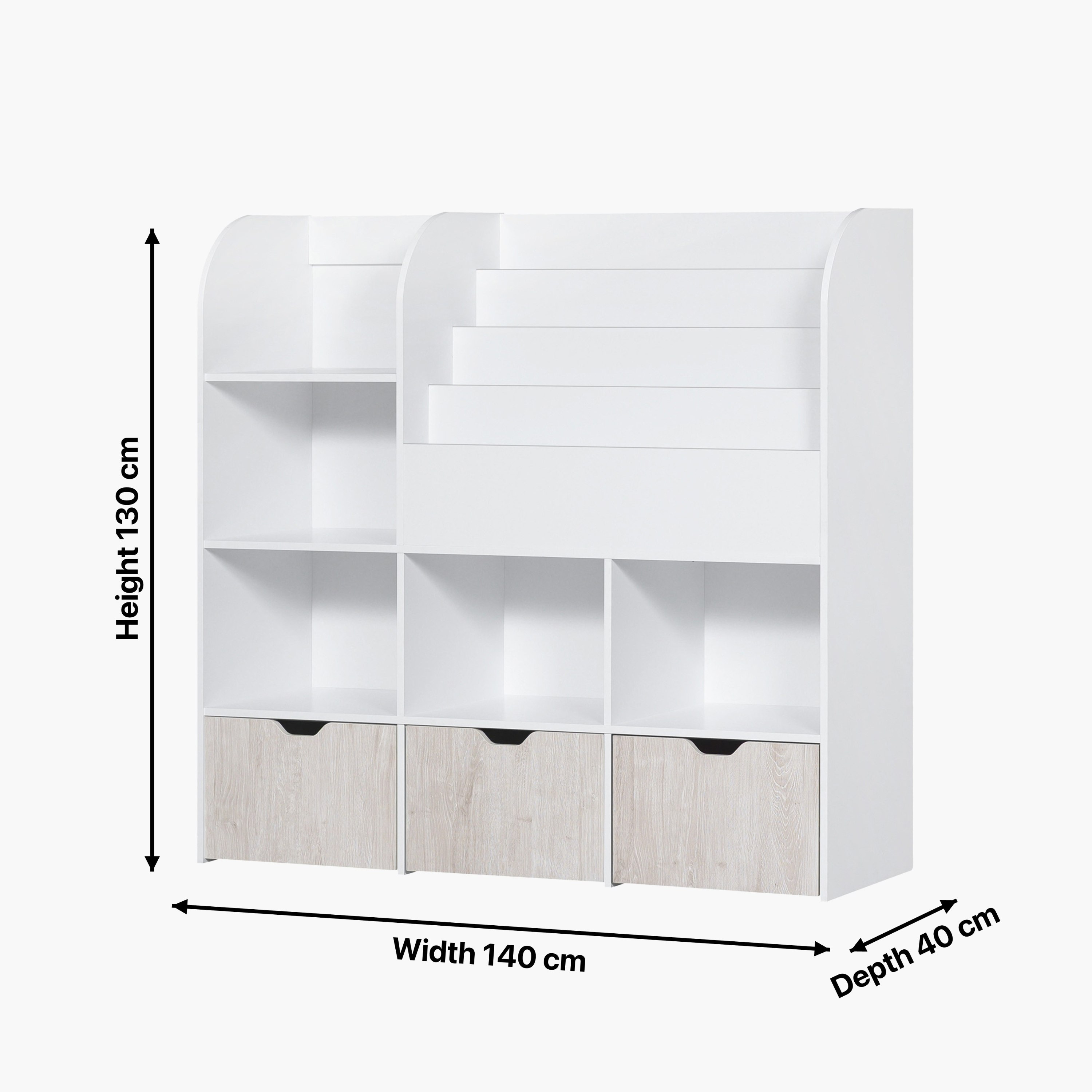 Ivory Cosmic Storage Cabinet and Bookcase with 3 Drawers-hbxfurniture-office-bookcases-image-7