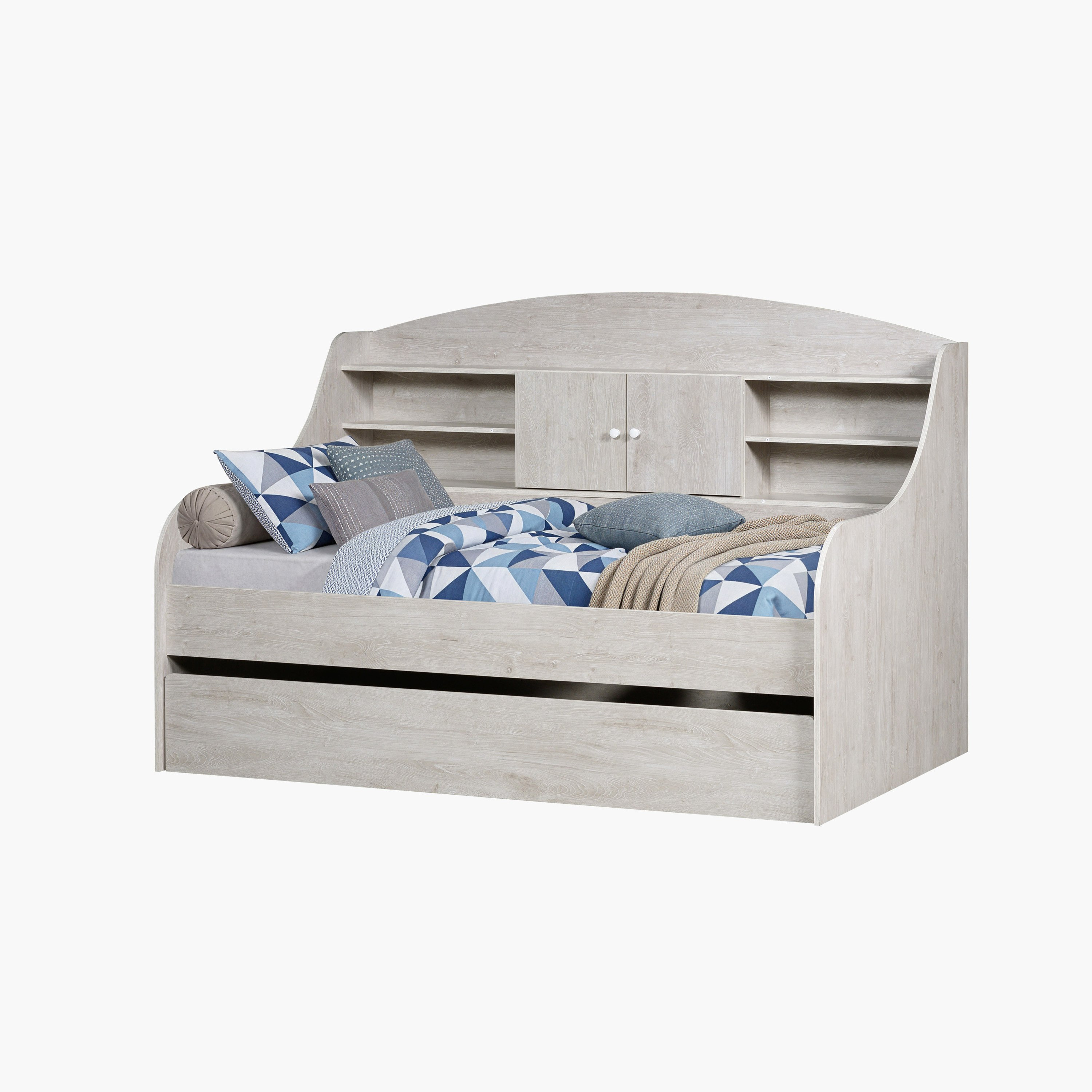 Ivory Cabin Single Bed with Pull-Out Bed - 90x190 cm-hbxbedroom-bedsandbedsets-daybeds-image-4