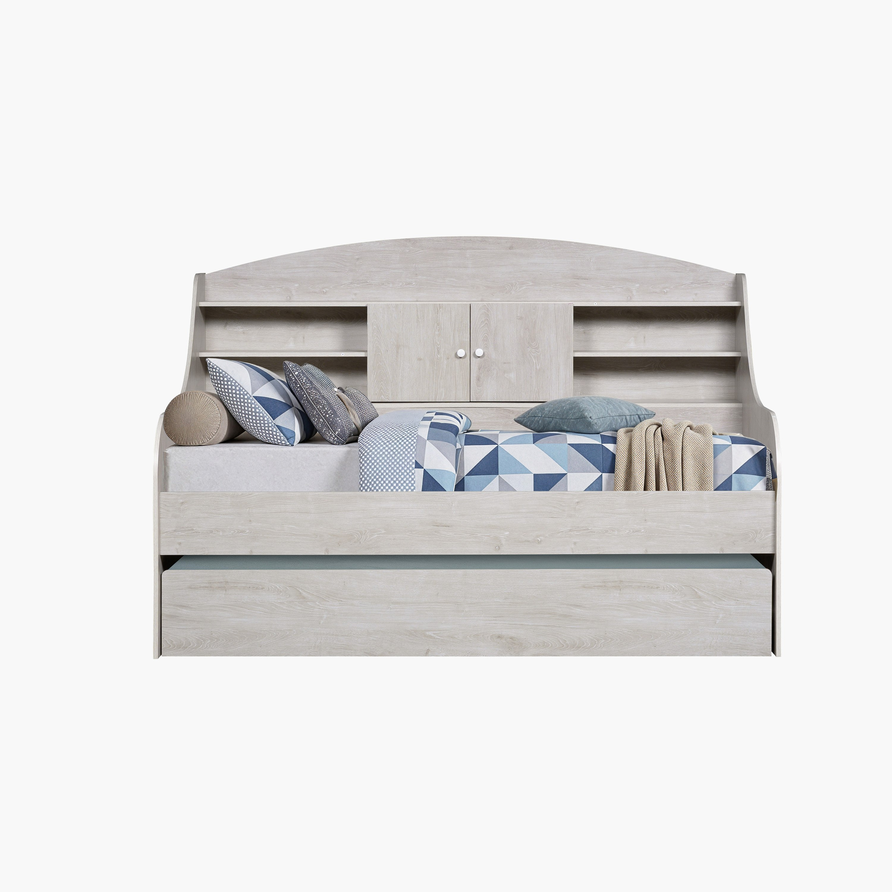 Ivory Cabin Single Bed with Pull-Out Bed - 90x190 cm-hbxbedroom-bedsandbedsets-daybeds-image-5
