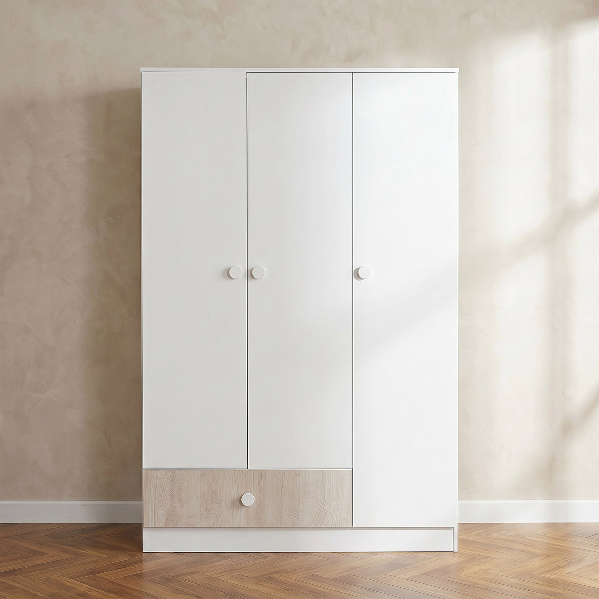 خزانة ملابس ثلاثة أبواب ودرج واحد من إيفوري-hbxfurniture-wardrobes-image-2