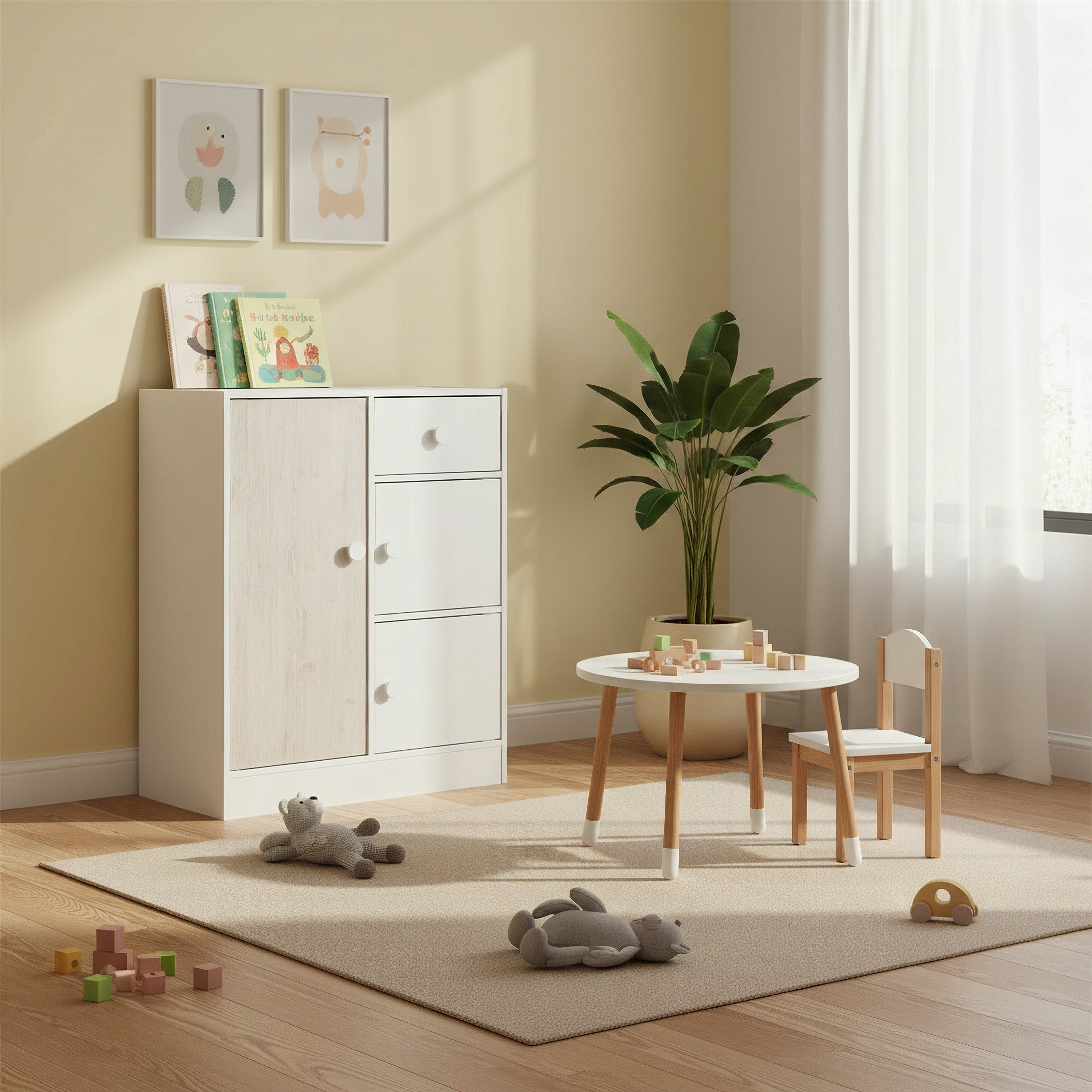 Ivory Cody Kids Cabinet with 3 Doors and 1 Drawer-hbxfurniture-wardrobes-image-7