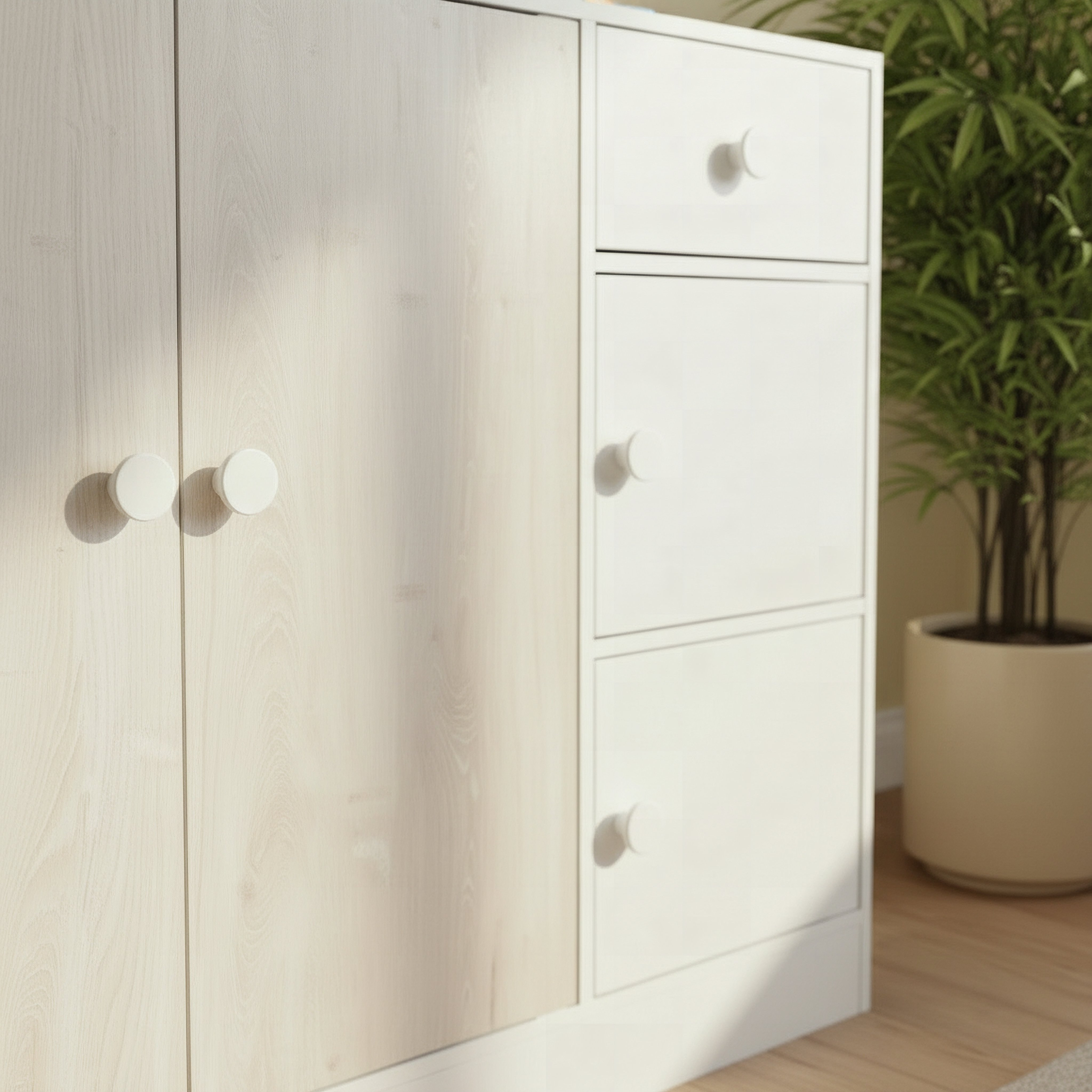 Ivory Cody Kids Cabinet with 4 Doors and 1 Drawer-hbxfurniture-wardrobes-image-4