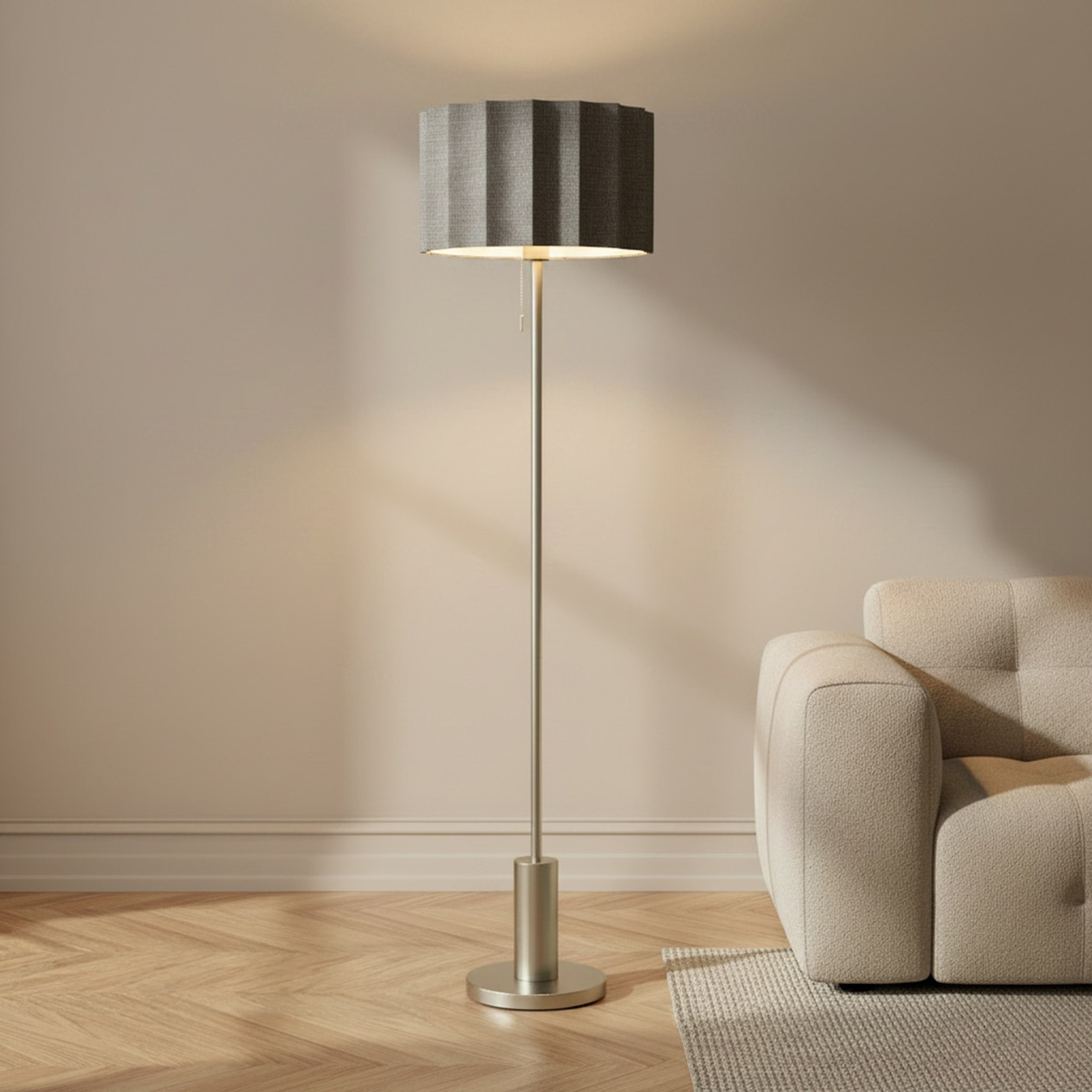 Merick Metal Floor Lamp with Linen Shade - 35x155 cm-hbxhomeware-hbxdecorandfurnishings-image-2
