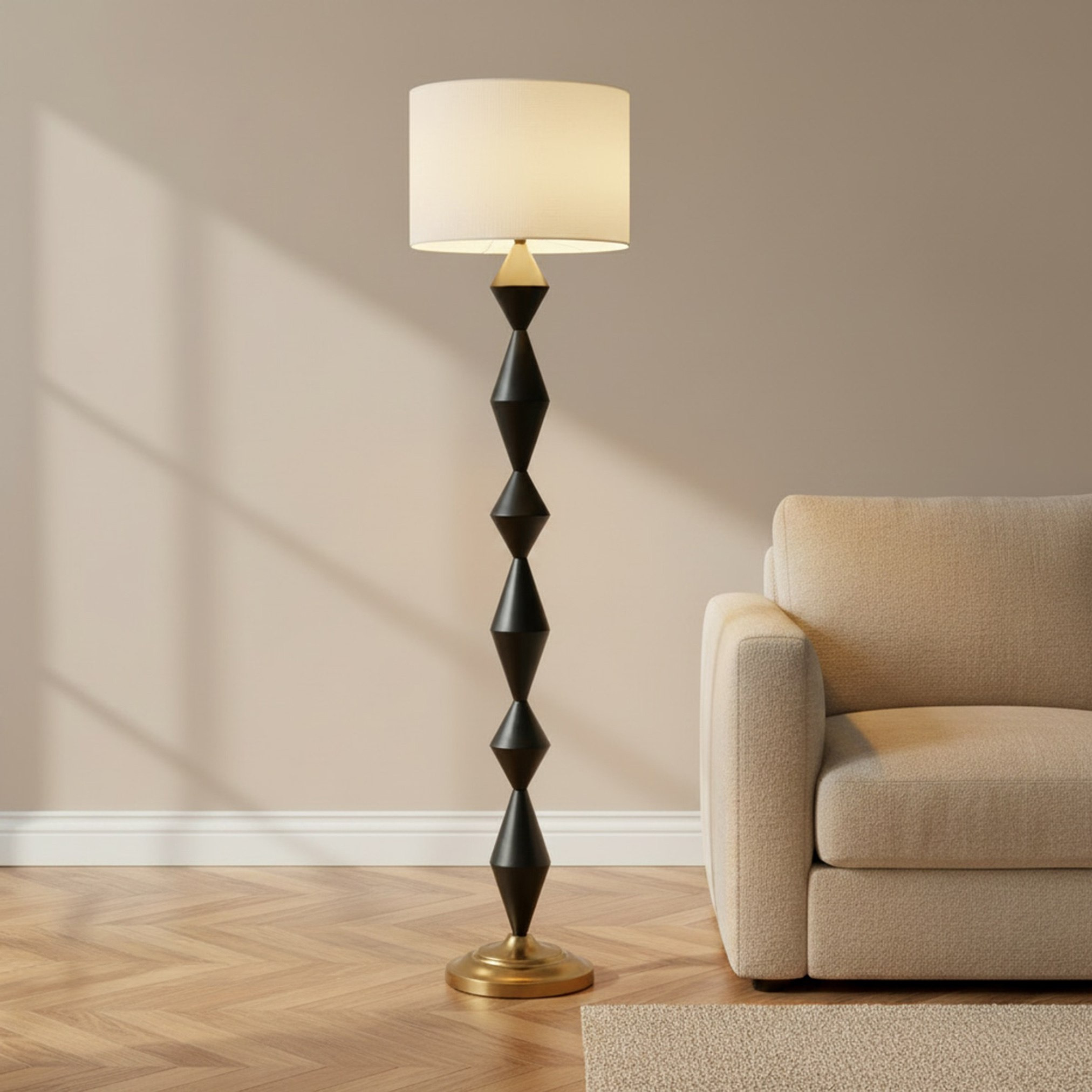 مصباح أرضية معدني بغطاء كتان من ميريك - 35x156 سم-hbxhomeware-hbxdecorandfurnishings-image-2