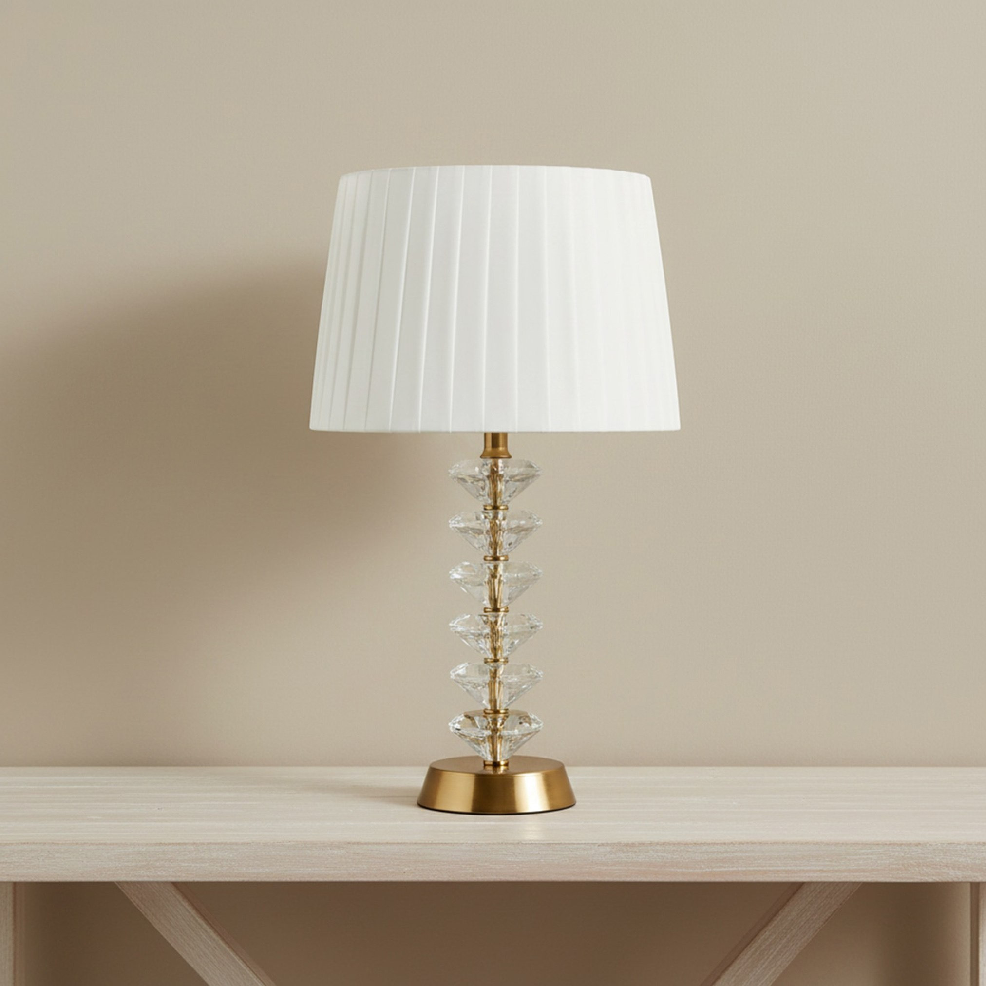 Merick Crystal Table Lamp with Pleated Shade - 30x50 cm-hbxlivingroom-lighting-tablelamps-image-1
