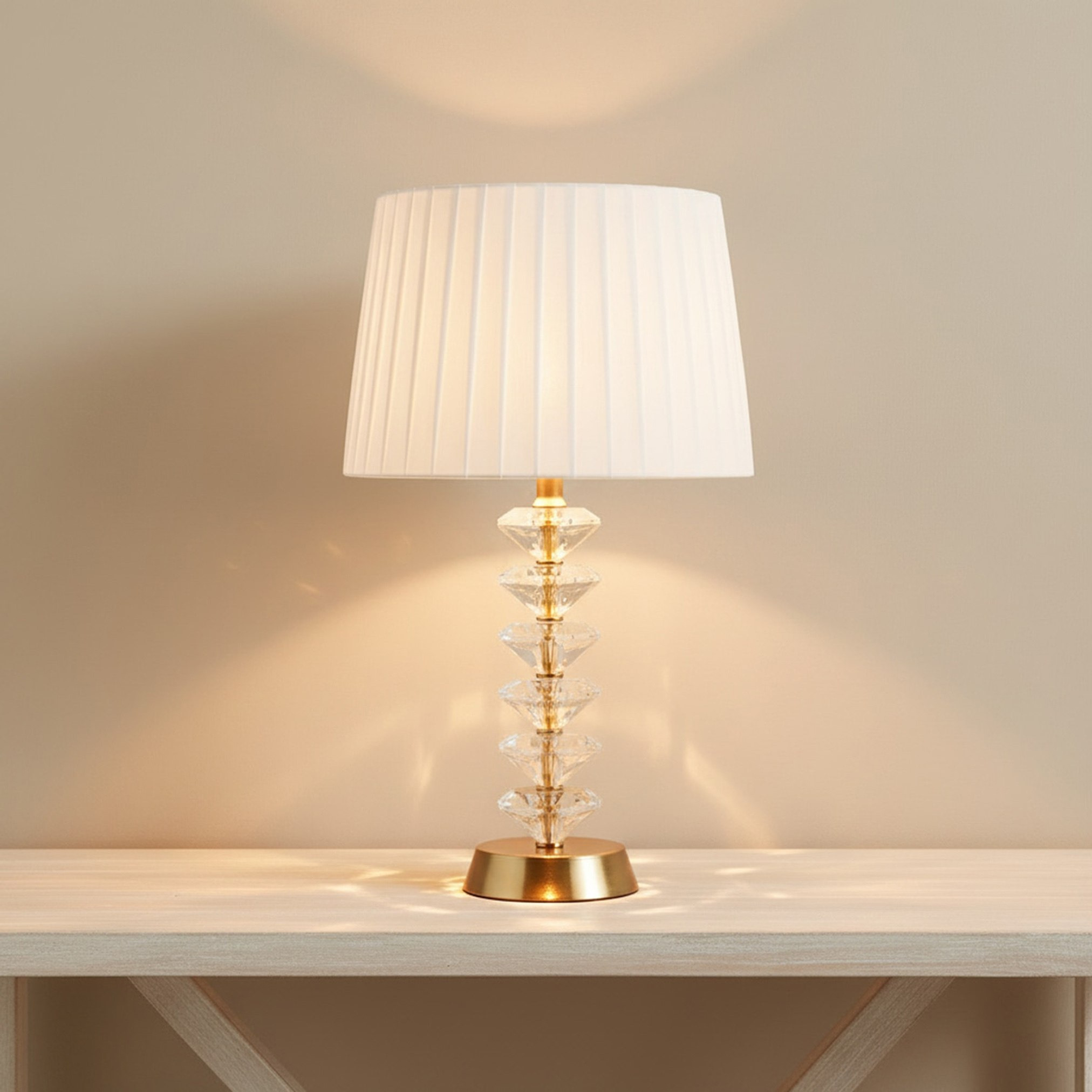 Merick Crystal Table Lamp with Pleated Shade - 30x50 cm-hbxlivingroom-lighting-tablelamps-image-2