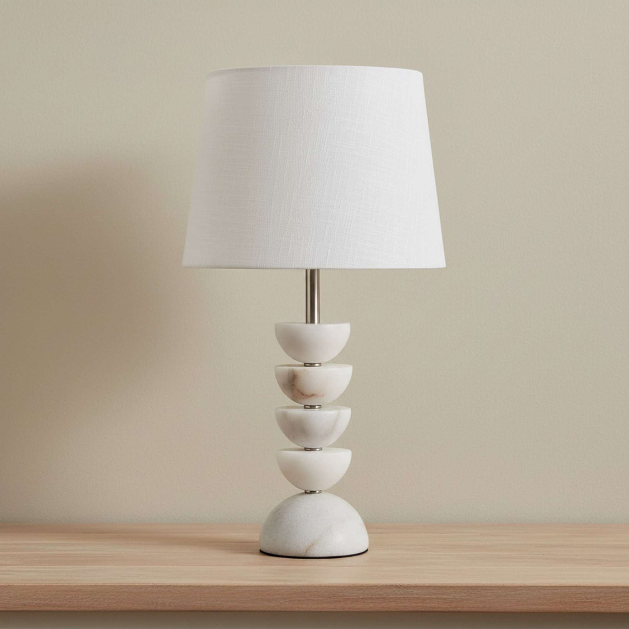 Merick Marble Table Lamp with Linen Shade - 28x48 cm-hbxlivingroom-lighting-tablelamps-image-1