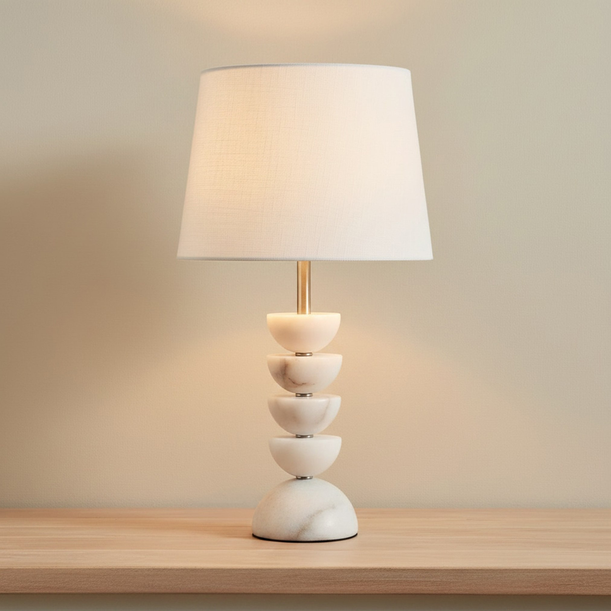 Merick Marble Table Lamp with Linen Shade - 28x48 cm-hbxlivingroom-lighting-tablelamps-image-2