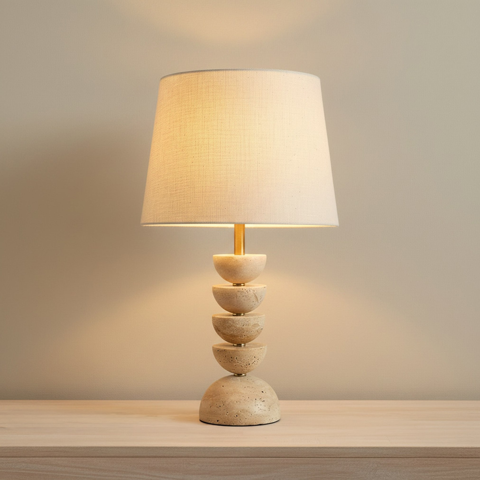 Merick Travertine Table Lamp with Linen Shade - 28x48 cm-hbxlivingroom-lighting-tablelamps-image-2