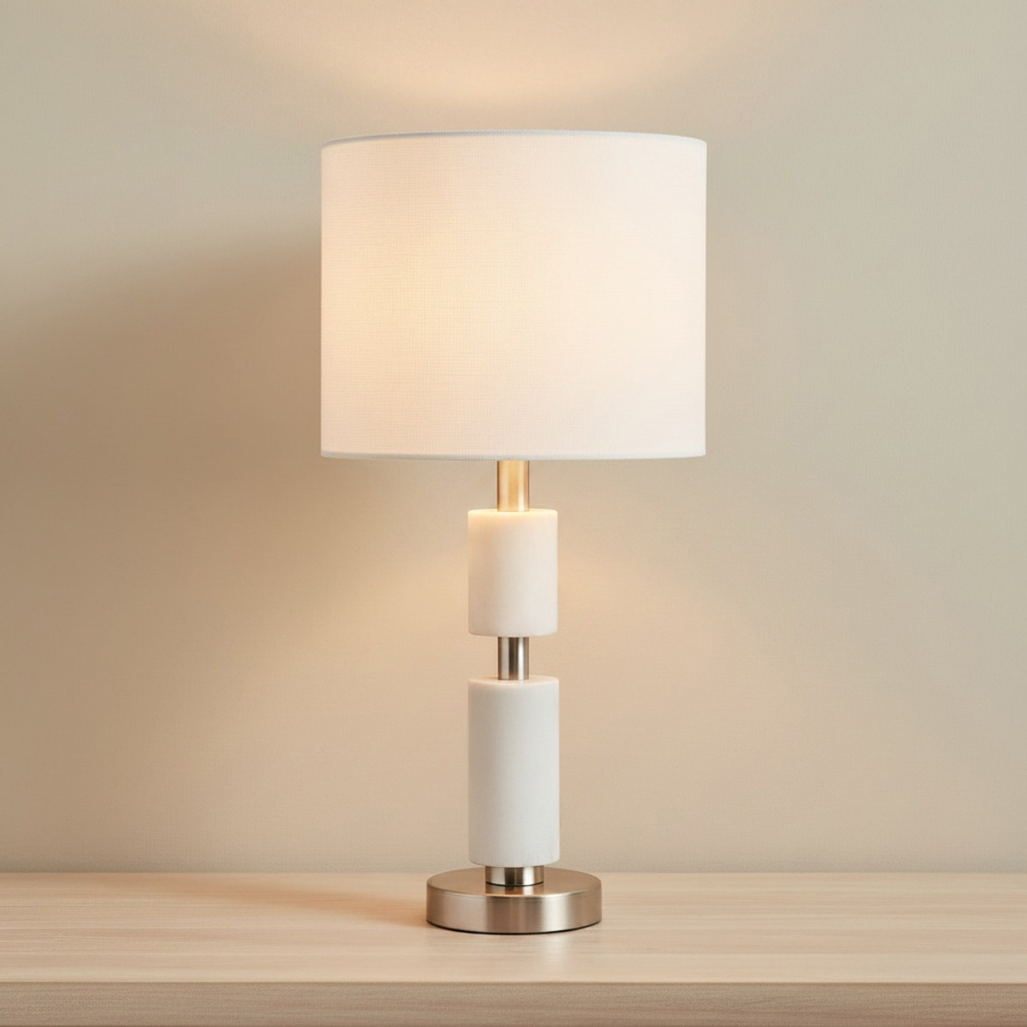 Merick Marble Table Lamp with Linen Shade - 25x51 cm-hbxlivingroom-lighting-tablelamps-image-2