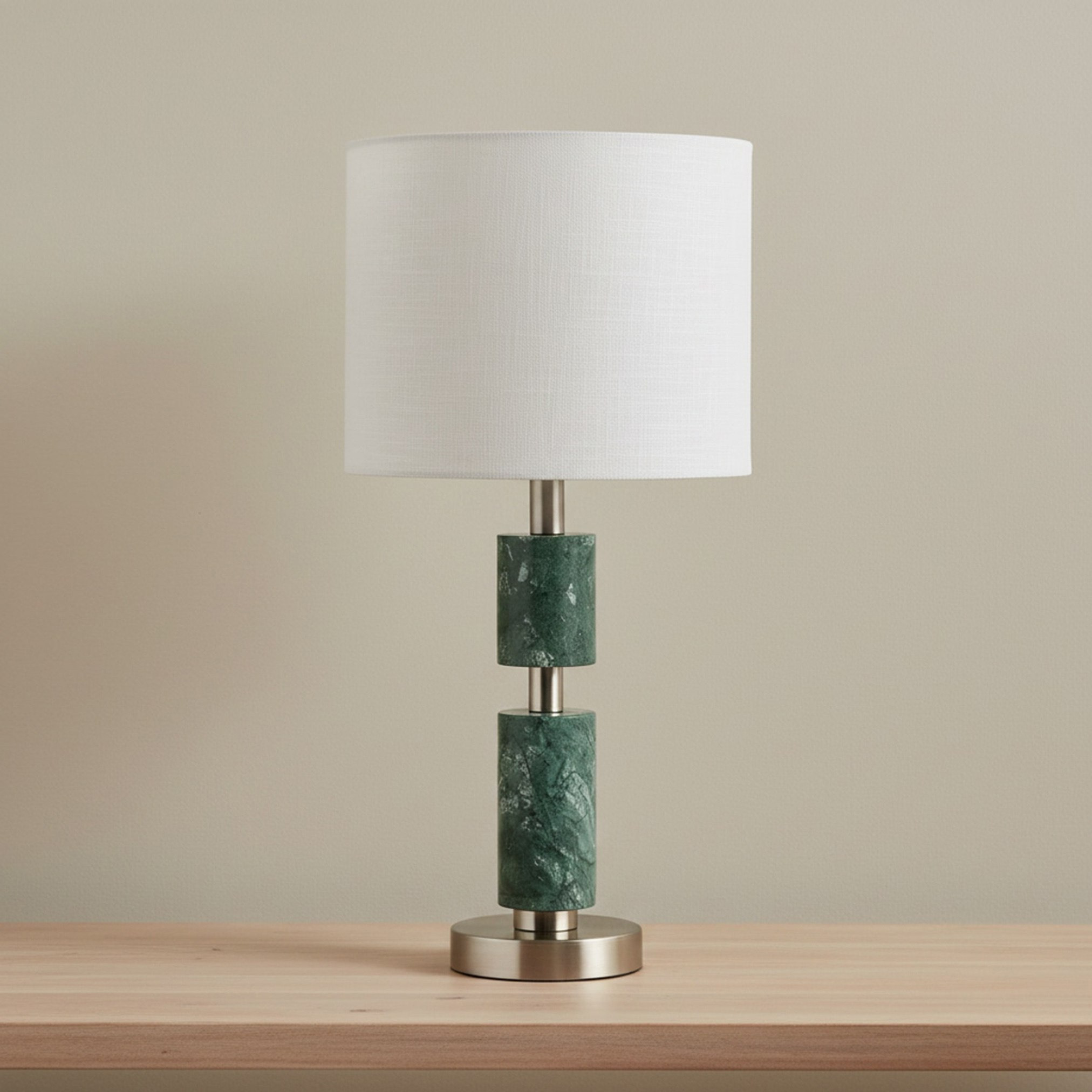 Merick Marble Table Lamp with Linen Shade - 25x51 cm-hbxlivingroom-lighting-tablelamps-image-1