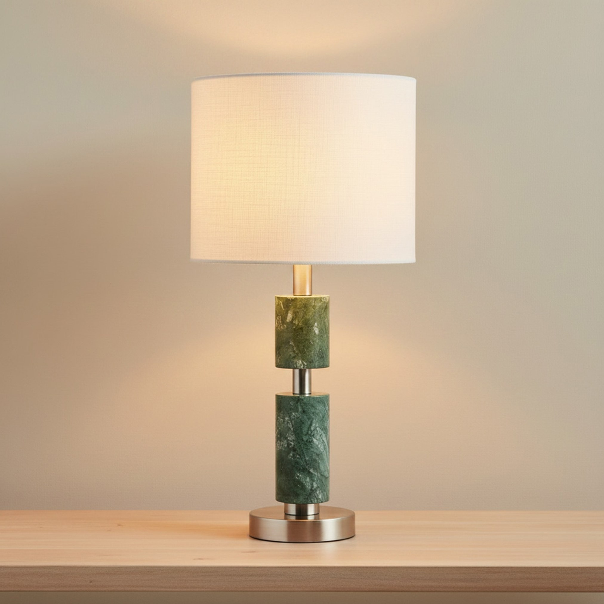 Merick Marble Table Lamp with Linen Shade - 25x51 cm-hbxlivingroom-lighting-tablelamps-image-2