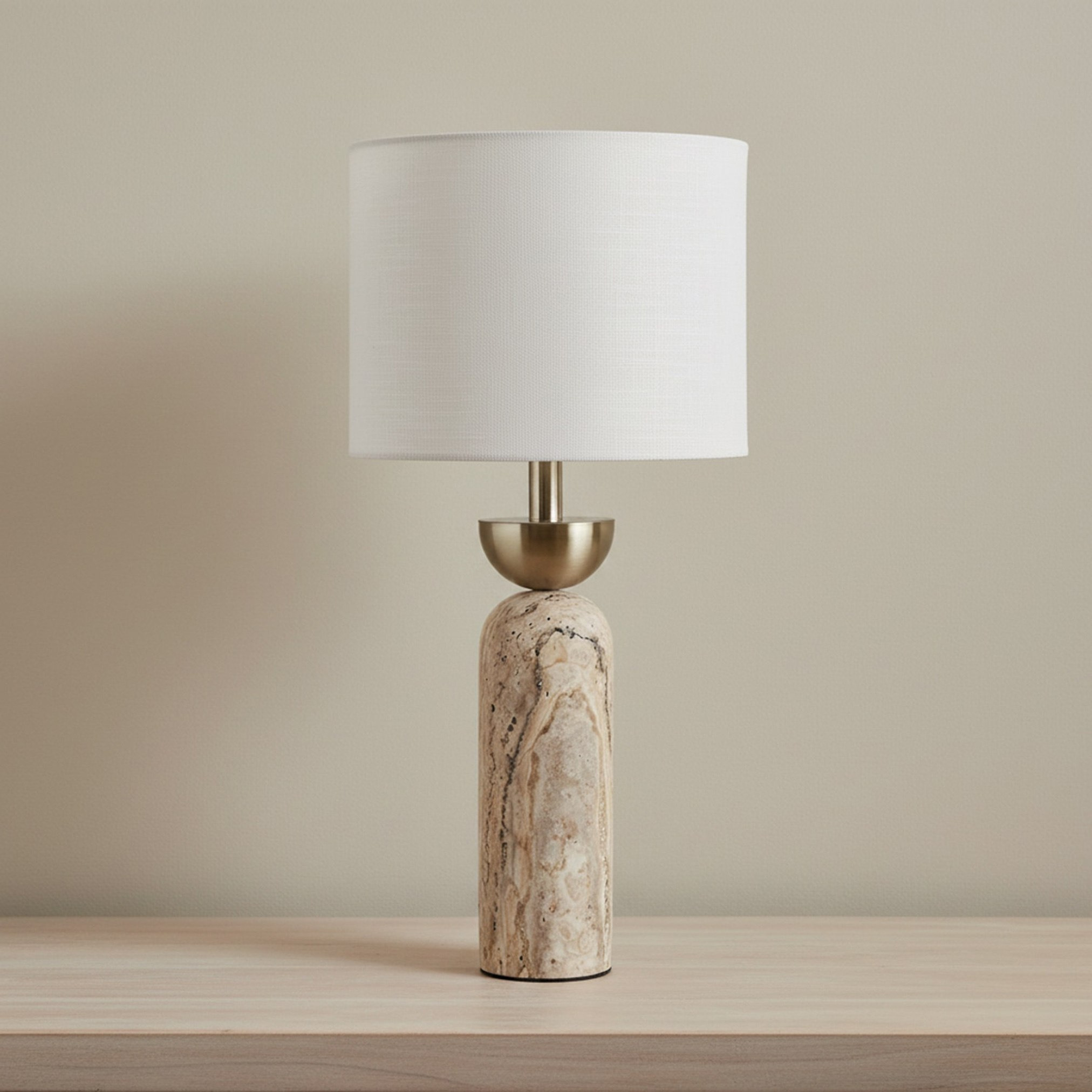 مصباح طاولة رخام بغطاء كتان من ميريك - 23x48 سم-hbxlivingroom-lighting-tablelamps-image-1