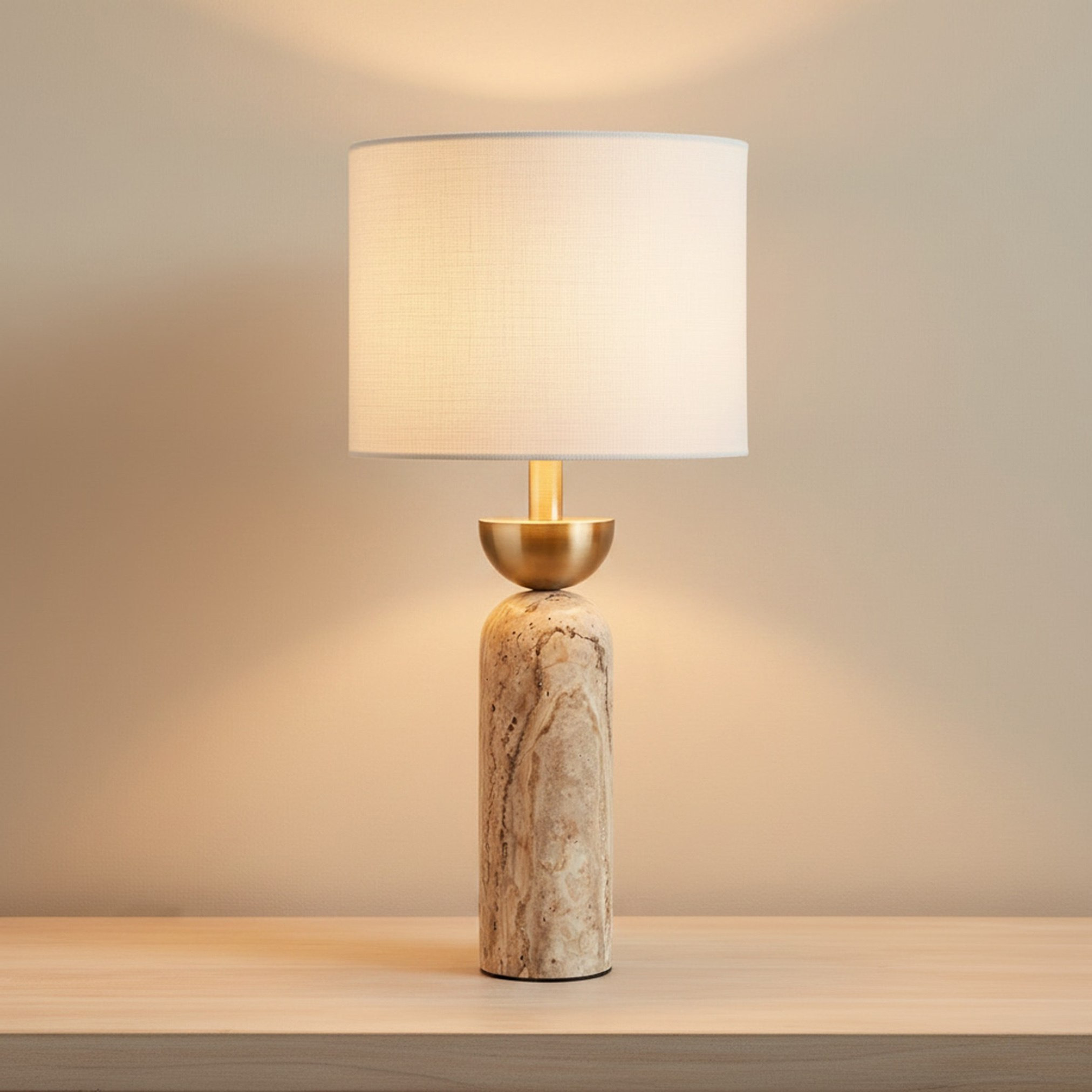 مصباح طاولة رخام بغطاء كتان من ميريك - 23x48 سم-hbxlivingroom-lighting-tablelamps-image-2